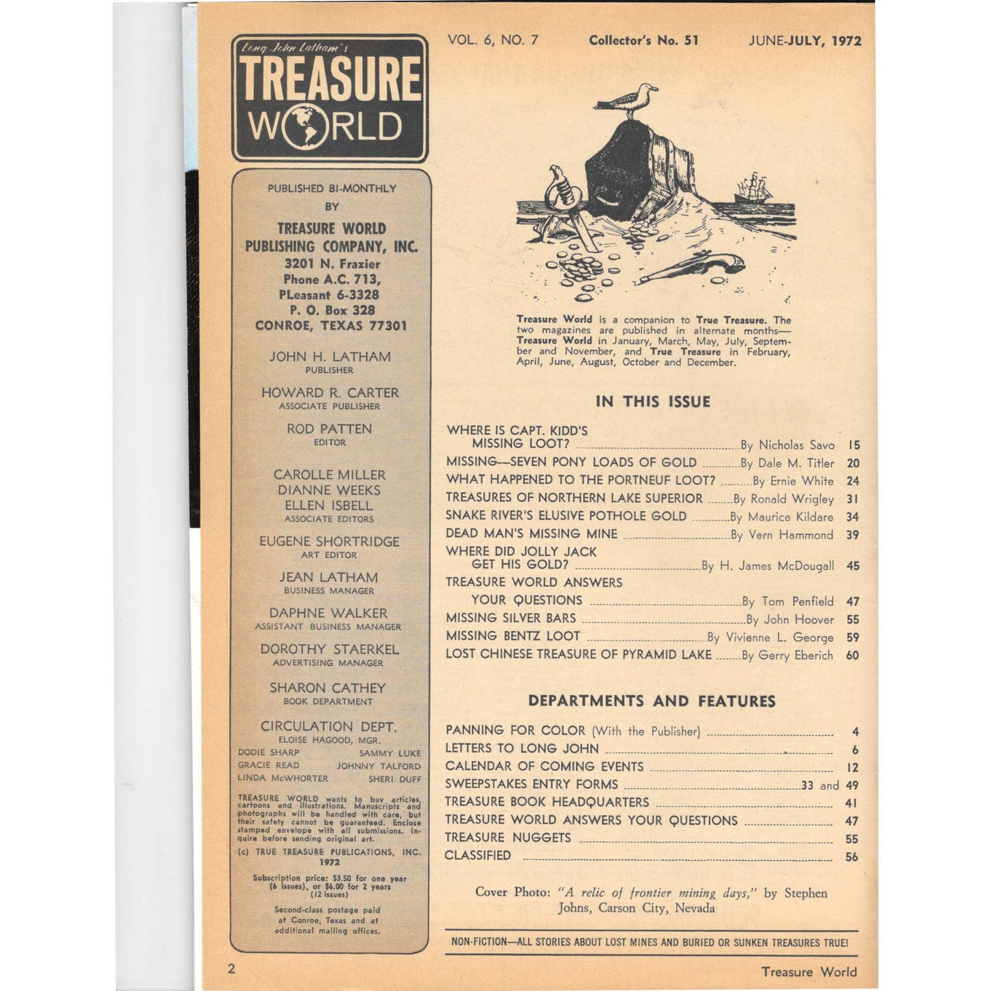 Long John Latham's Treasure World Magazine Mining Metal Detecting July 1972 M5