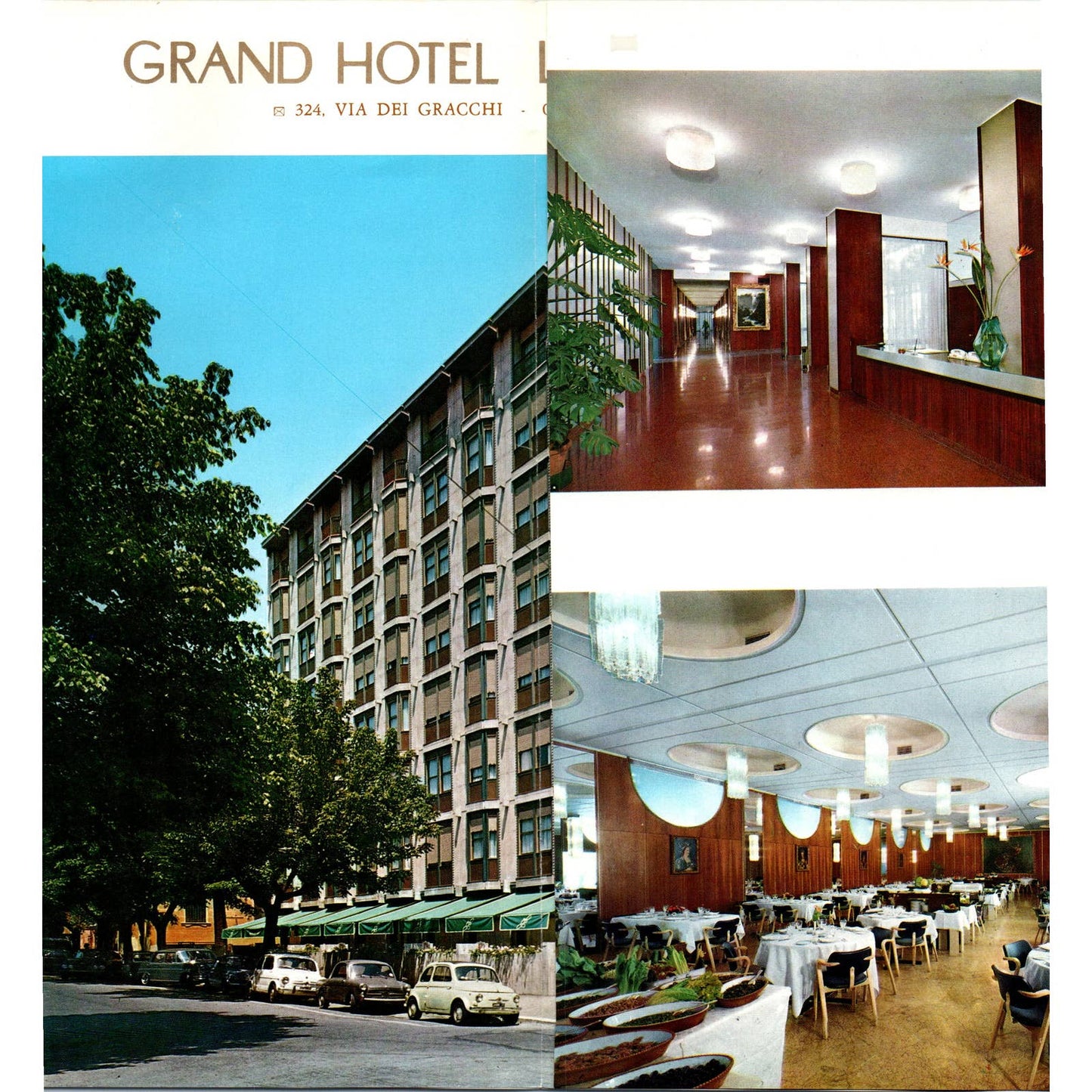 Vintage Italy Roma Grand Hotel Leonardo Da Vinci Fold Out Travel Brochure AD7