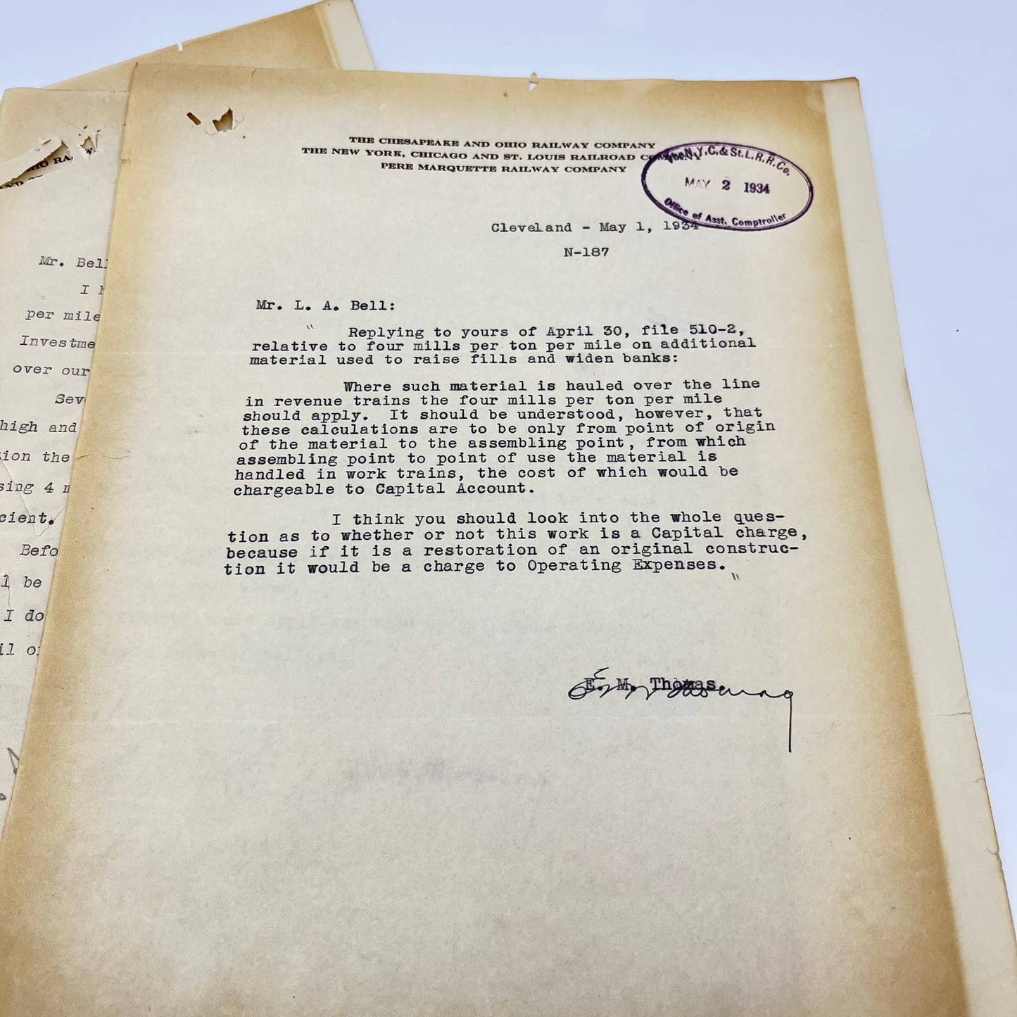 1934 Chesapeake and Ohio Railway Co. Letterhead Memo Lot of 4 AB1-2