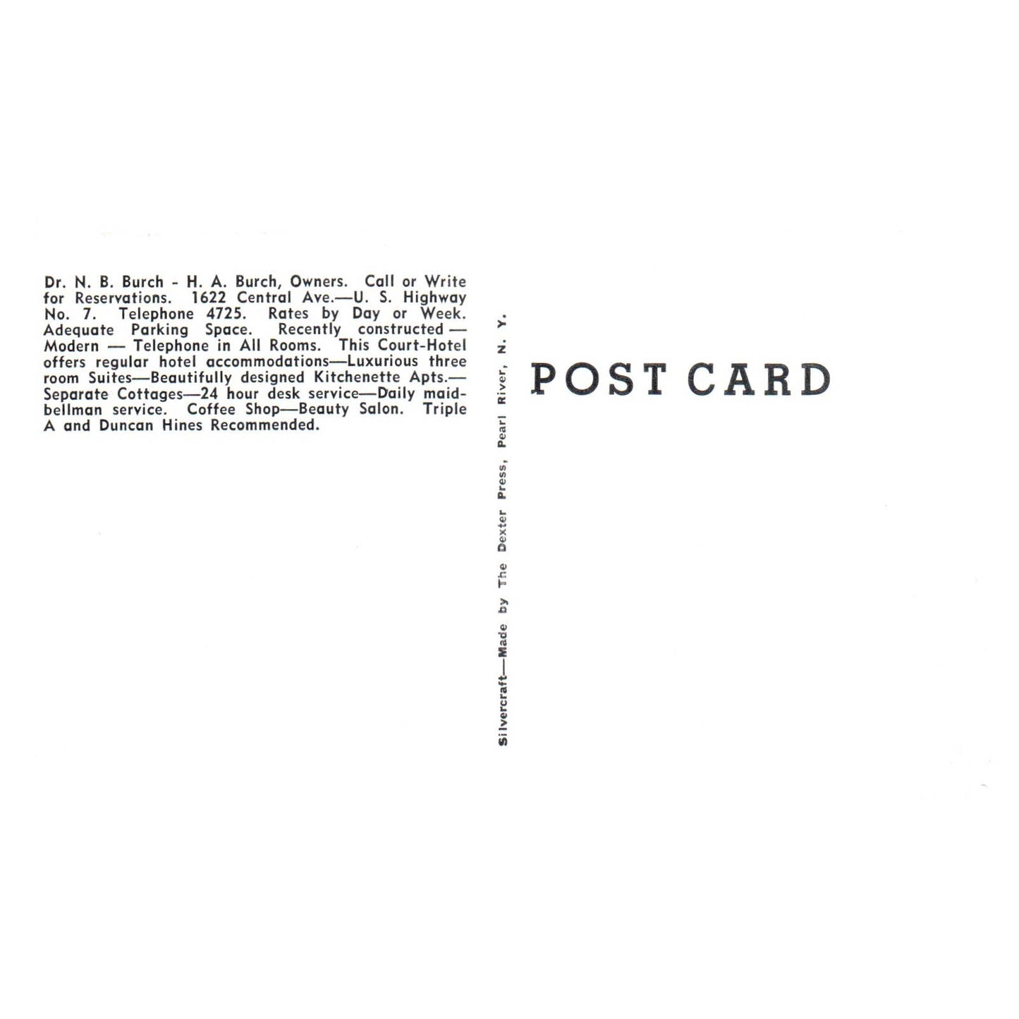 Fountain Court Hotel N.B & H.A. Burch Hot Springs Arkansas - Postcard TJ8-2