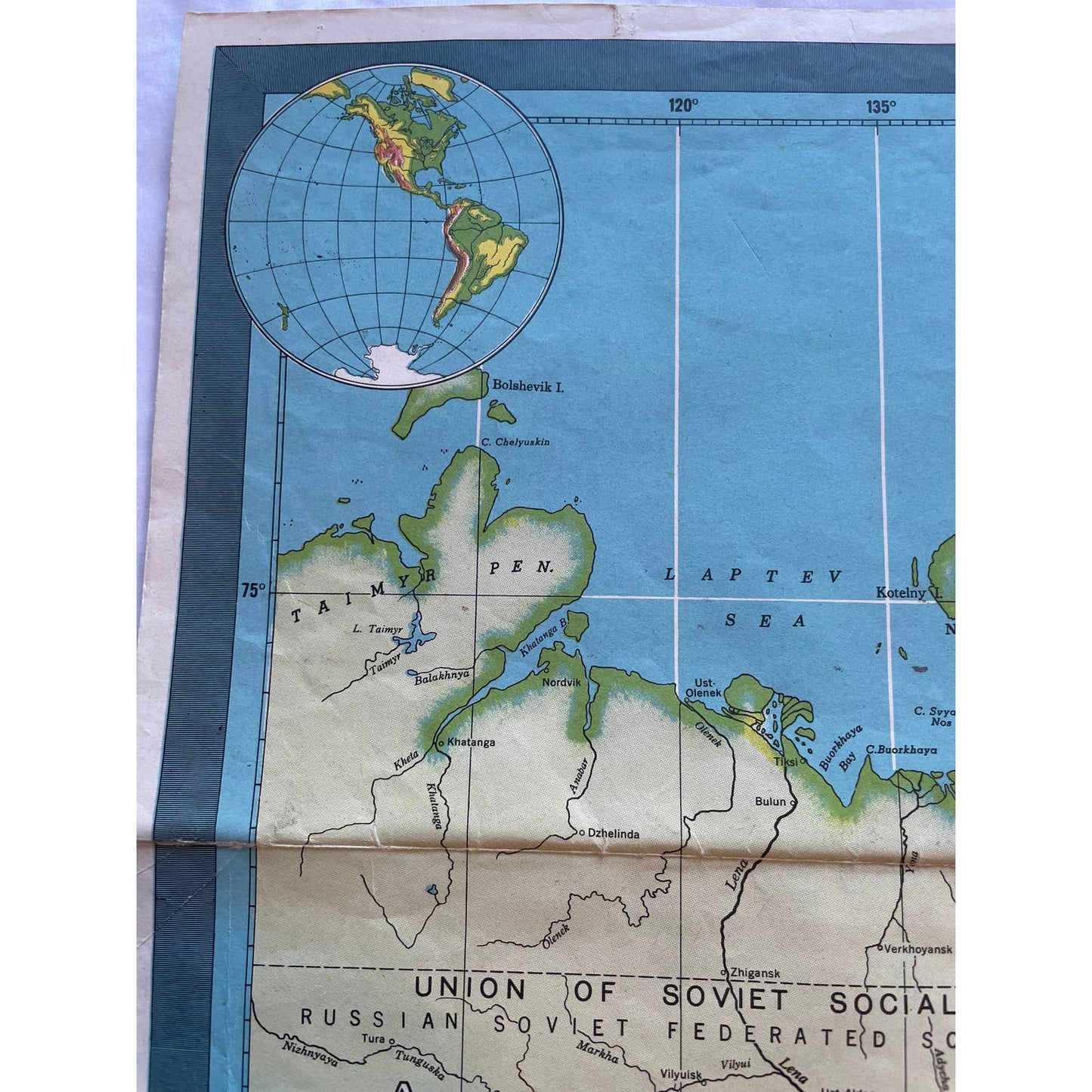 Vintage 1950's HAMMOND'S INTERNATIONAL MAP OF THE WORLD 33" x 50" FL3