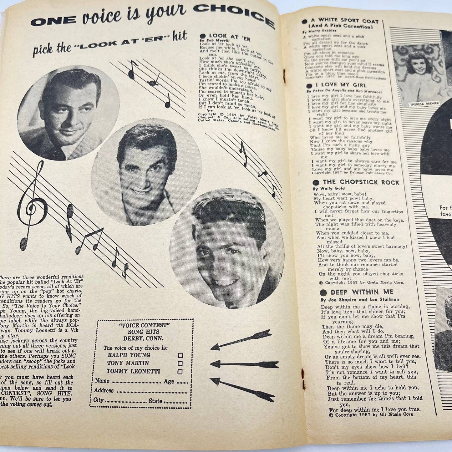 Song Hits Magazine Vol 21 No 1 August 1957 Tommy Sands Fats Domino Sal Mineo TC6