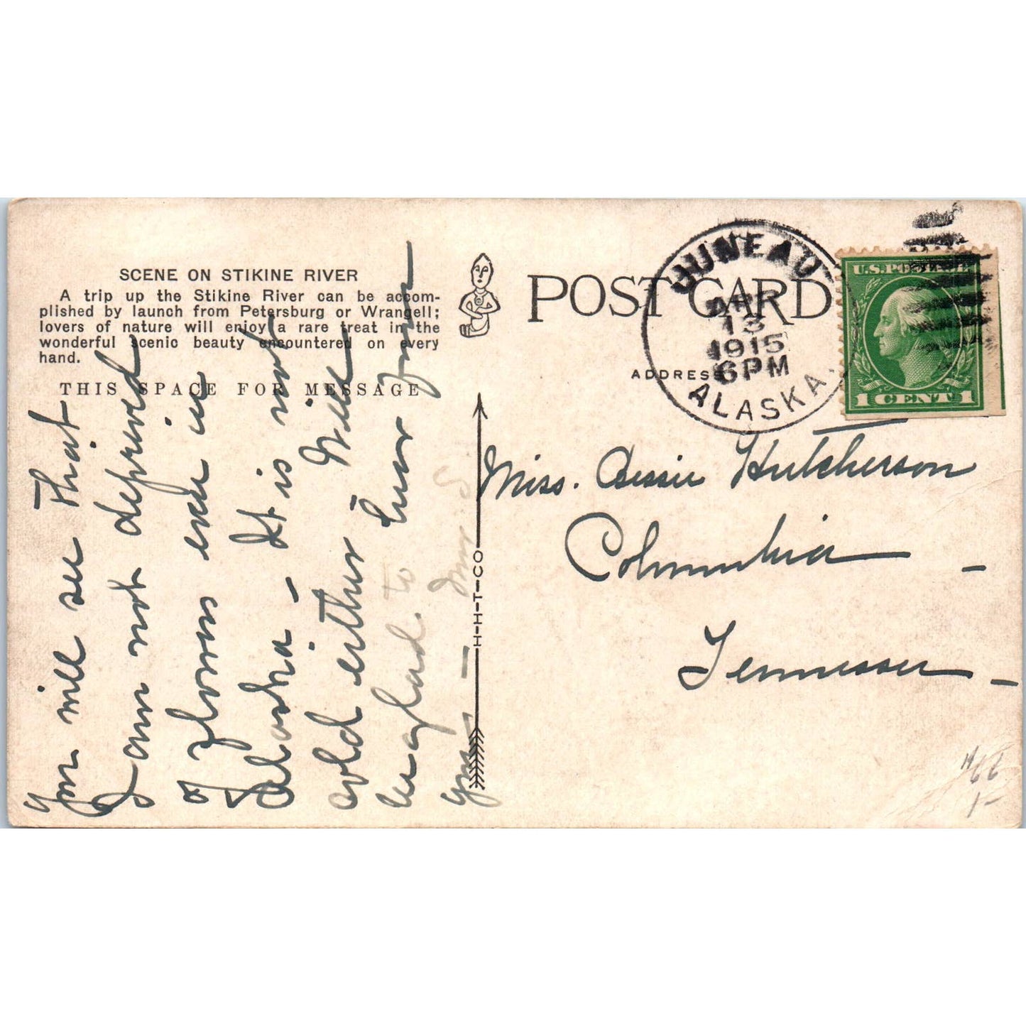 1915 Scene on the Stikine River Alaska Original Postcard TK1-29