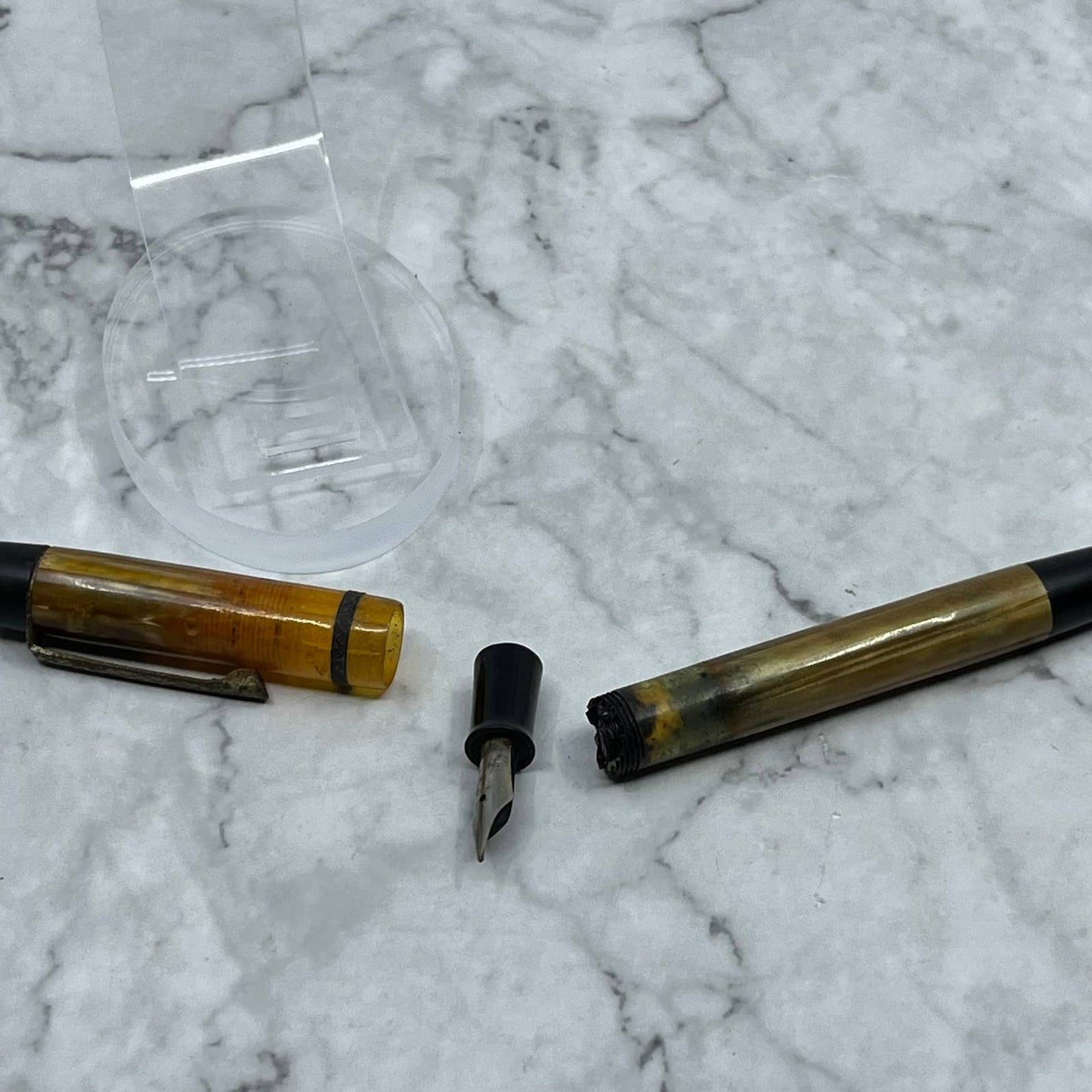 Vintage ELITA Marbleized ORANGE Celluloid Fountain Pen SE6