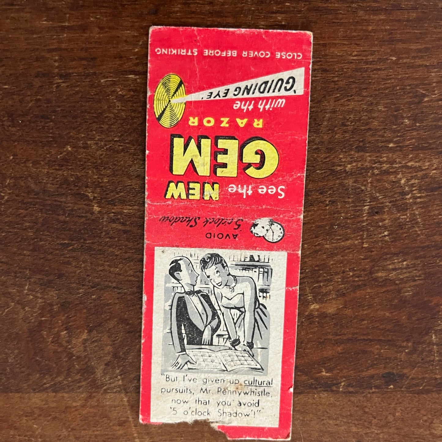 Gem Razor With The Guiding Eye Advertising Matchbook Cover MM11-7