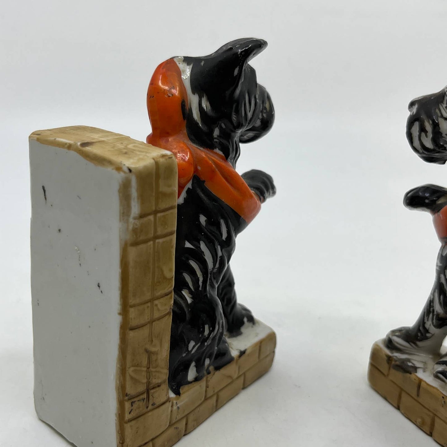 Vtg Hand Painted Ceramic Scottish Terrier Bookends Scottie Dog 3x4.5” Japan TI2