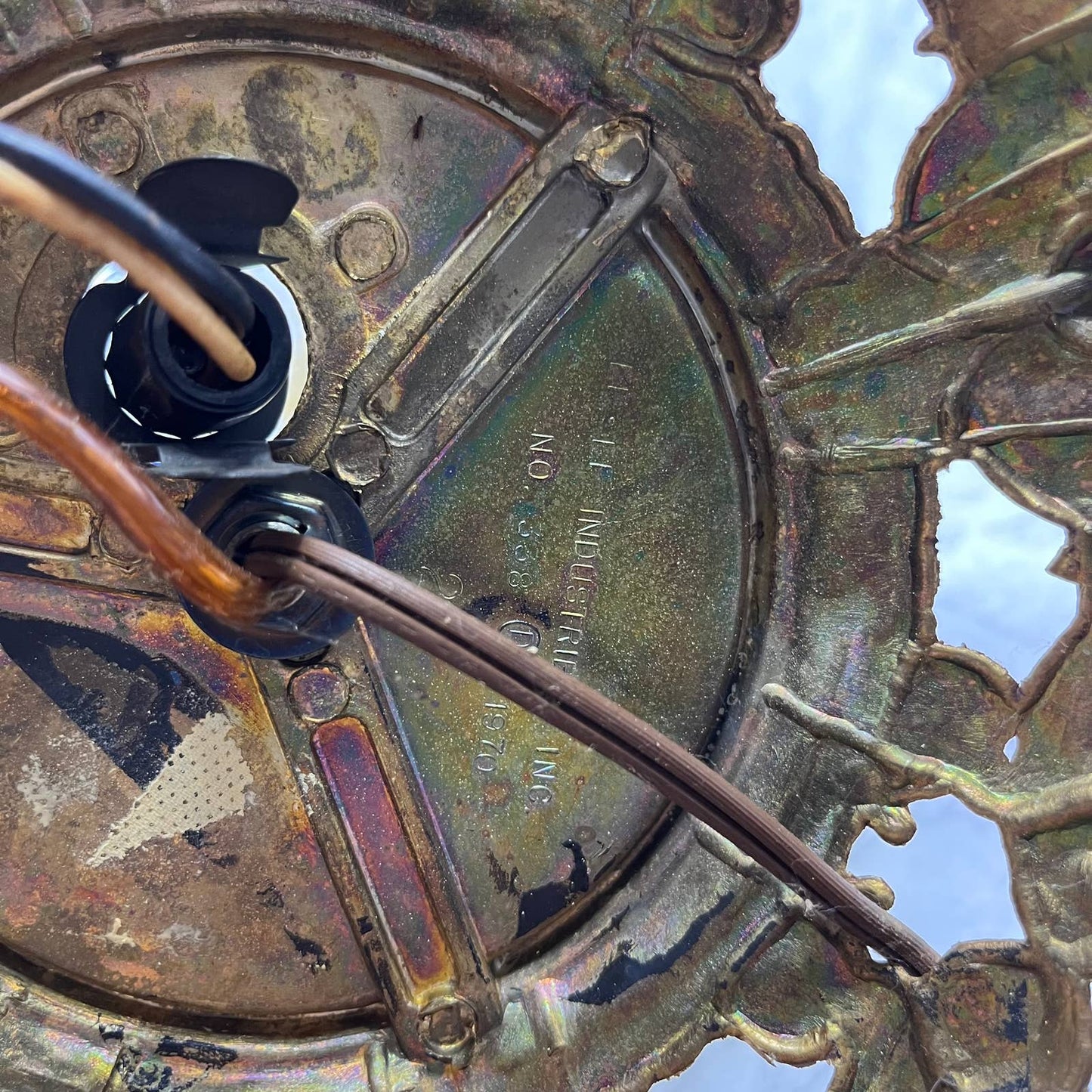 1970 Hollywood Regency Glam Lamp Crystal Glass & Brass EF Industries 23" WORKS