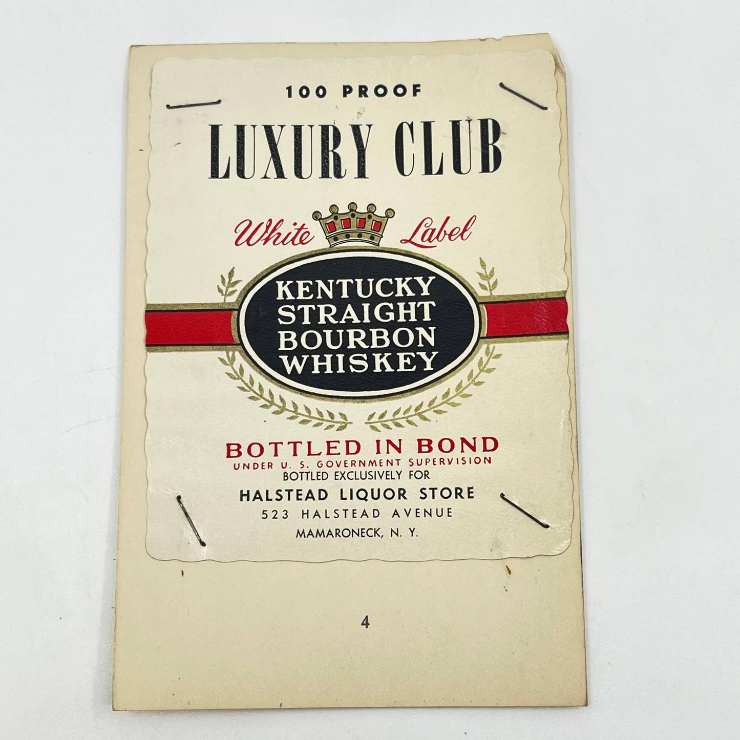 Luxury Club Bourbon Whiskey Label Halstad Liquor Store Mamaroneck NY