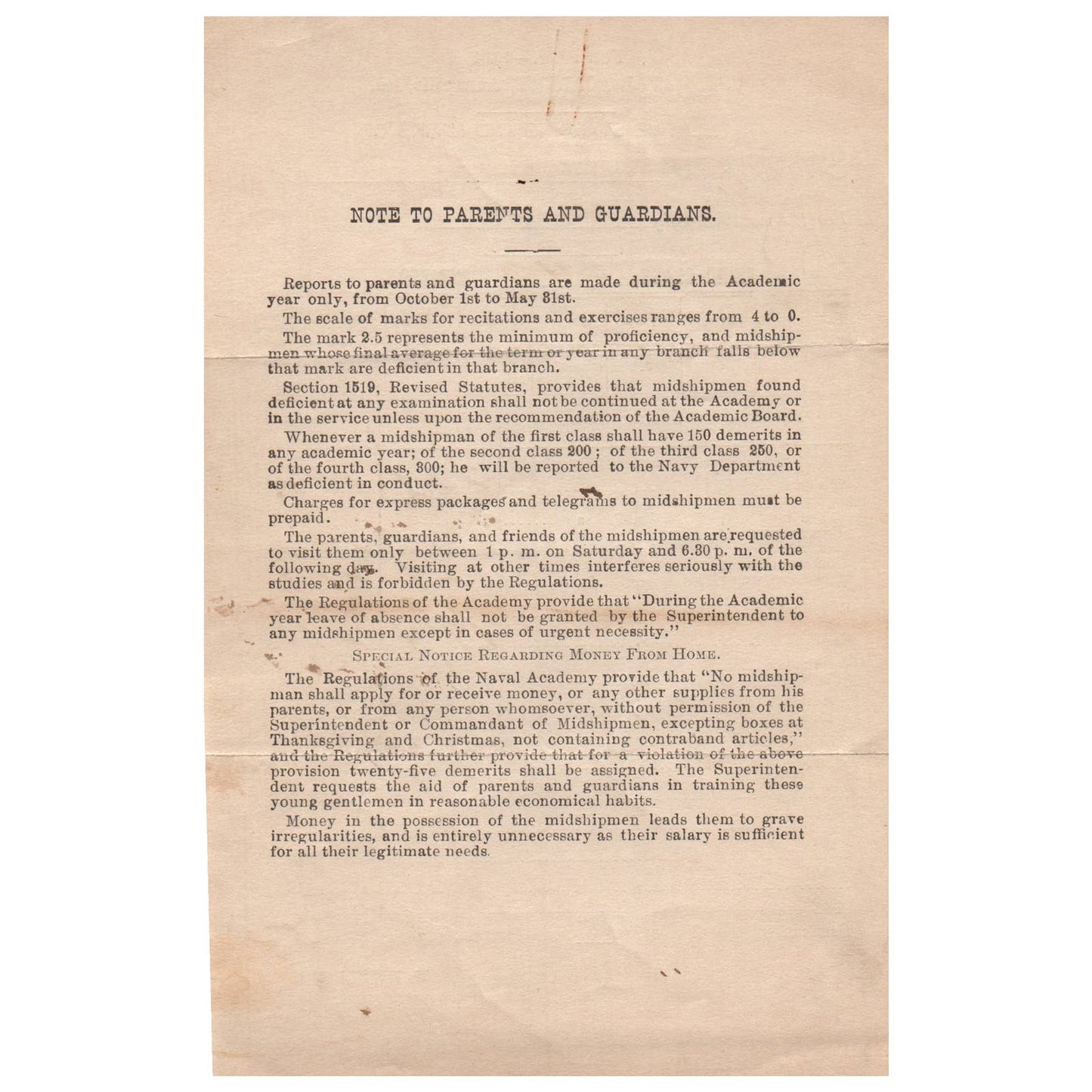 1914 Oct WWI Era US Naval Academy Midshipman JGM Stone Report Card WF Fullam AC9