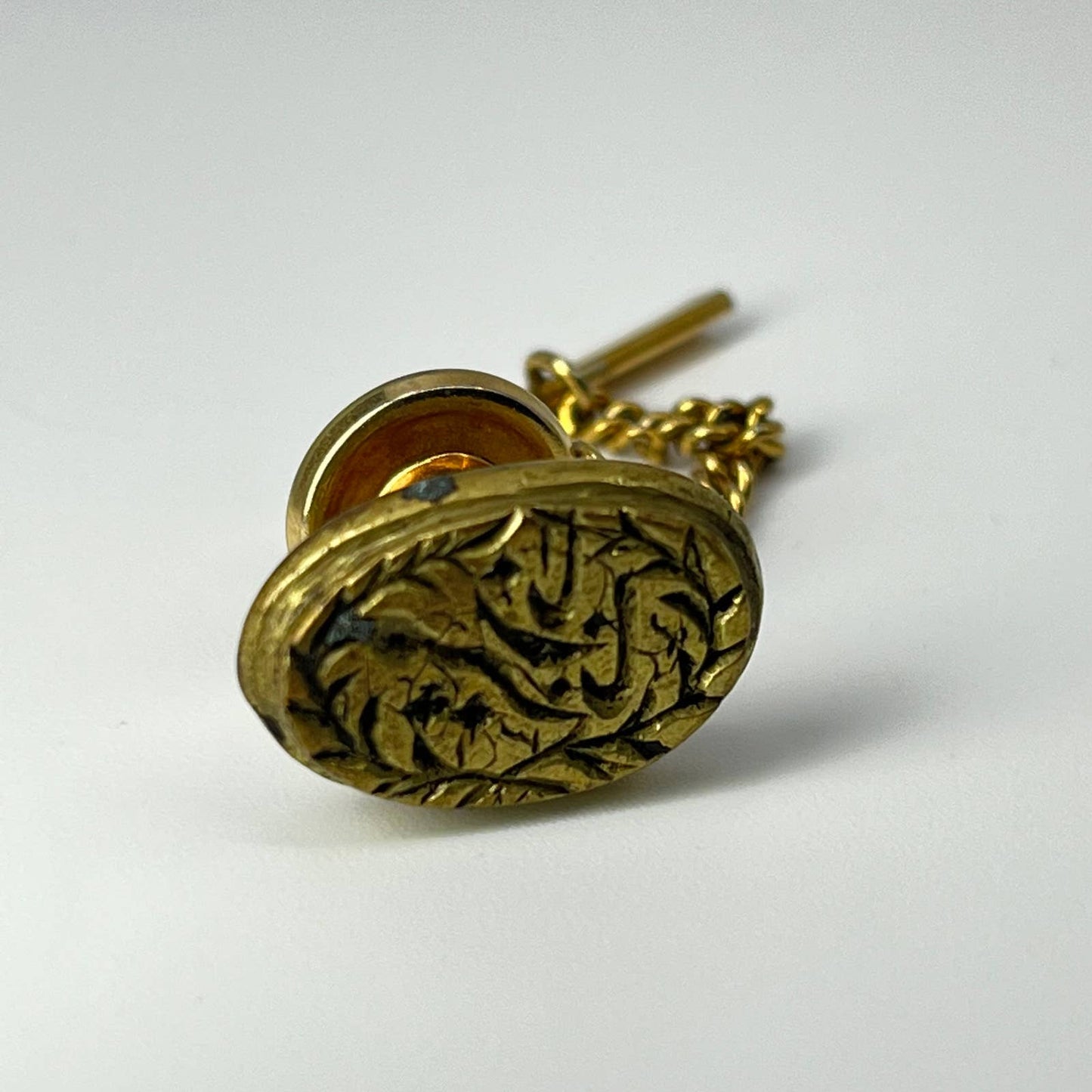 Antique Primitive India Brass Wax Seal Stamp 1/2” Converted to Tie Clip SC7-9