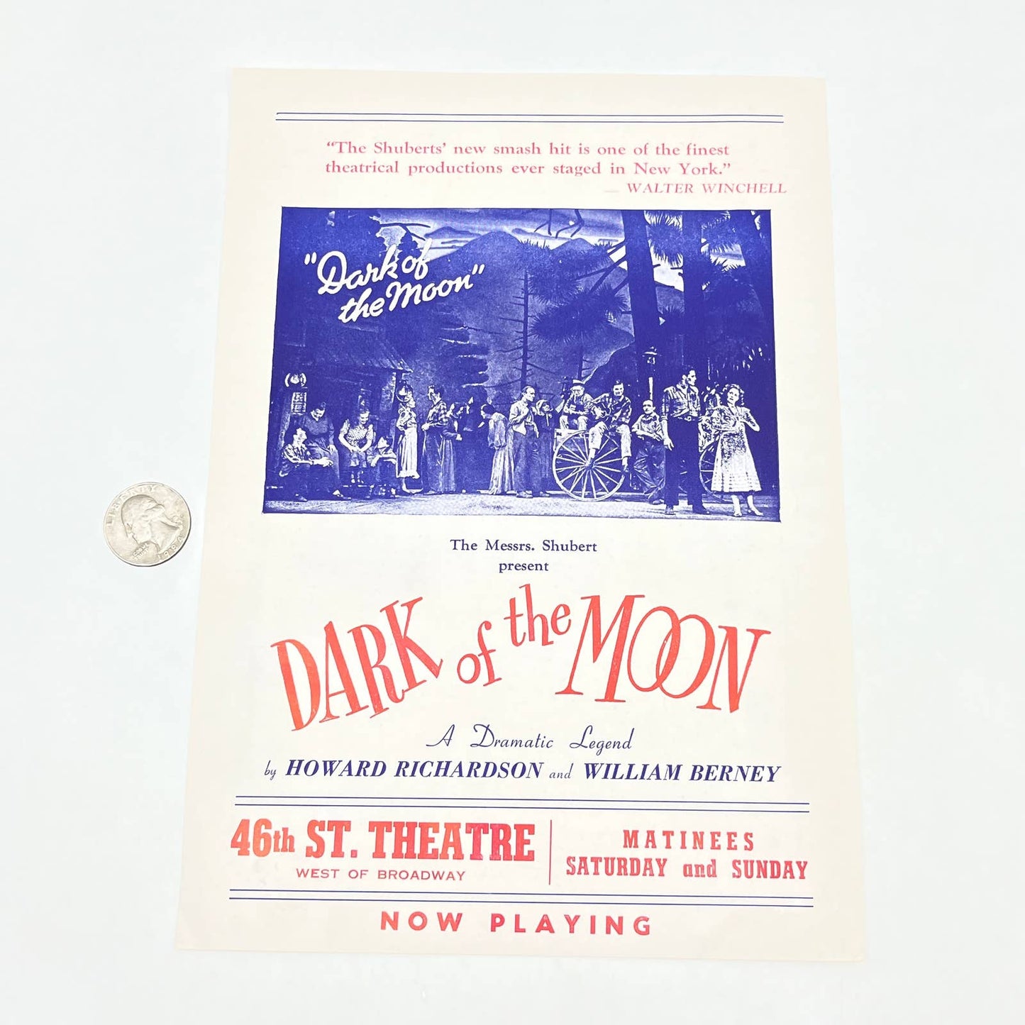 1940s Dark of the Moon Play Flyer Leaflet 46th St. Theatre NY Messrs Shubert AB7