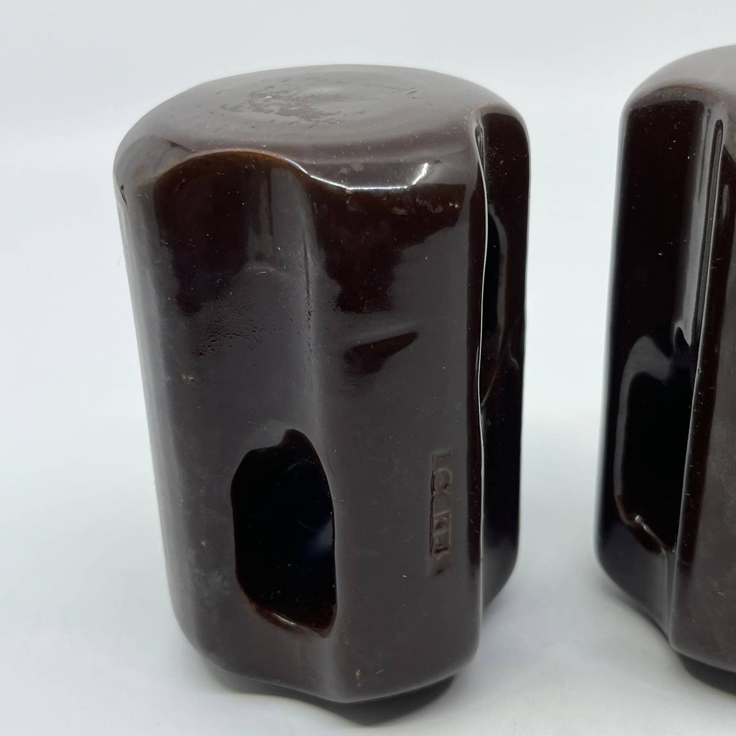 VTG Industrial Brown Ceramic Electric Insulator Telephone Pole Set of 2 TC2