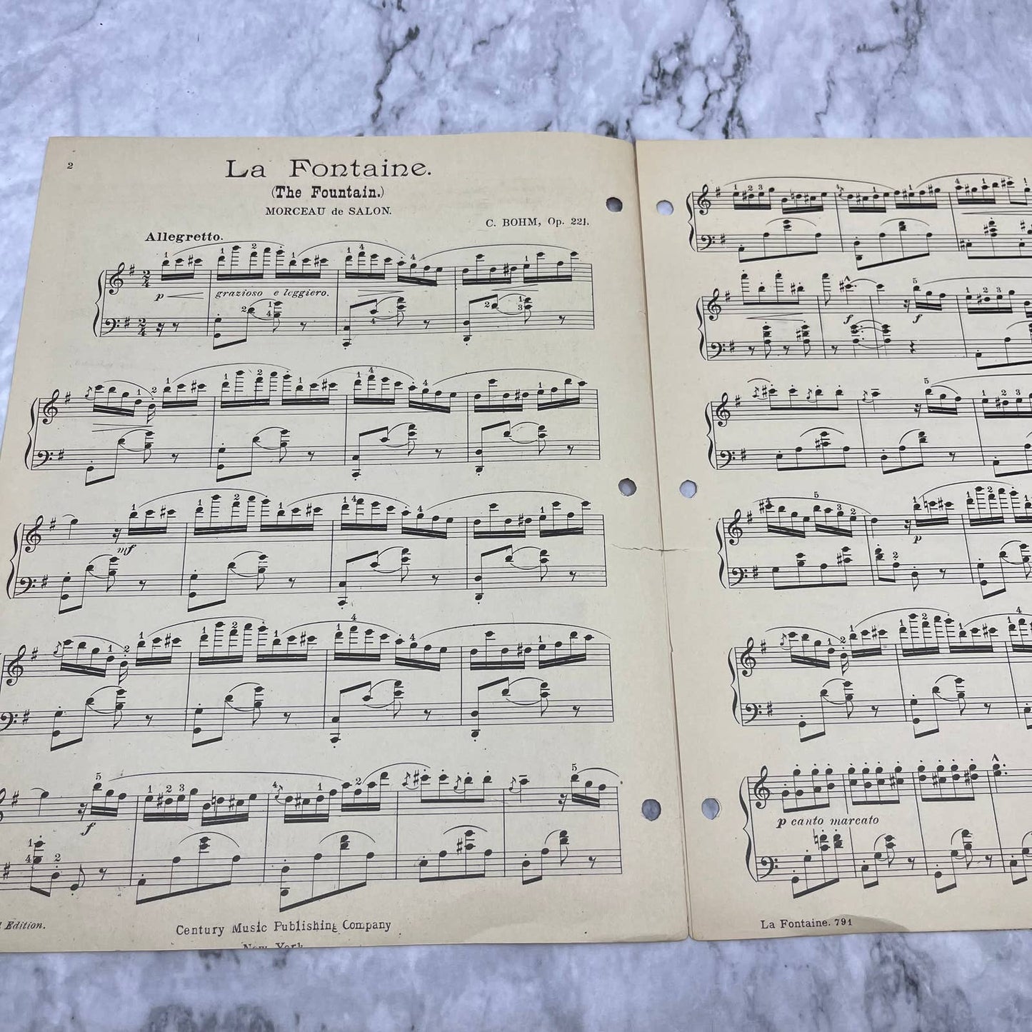 1926 sheet music Carl Bohm The Fountain Marceau de Salon Op. 221 TI1