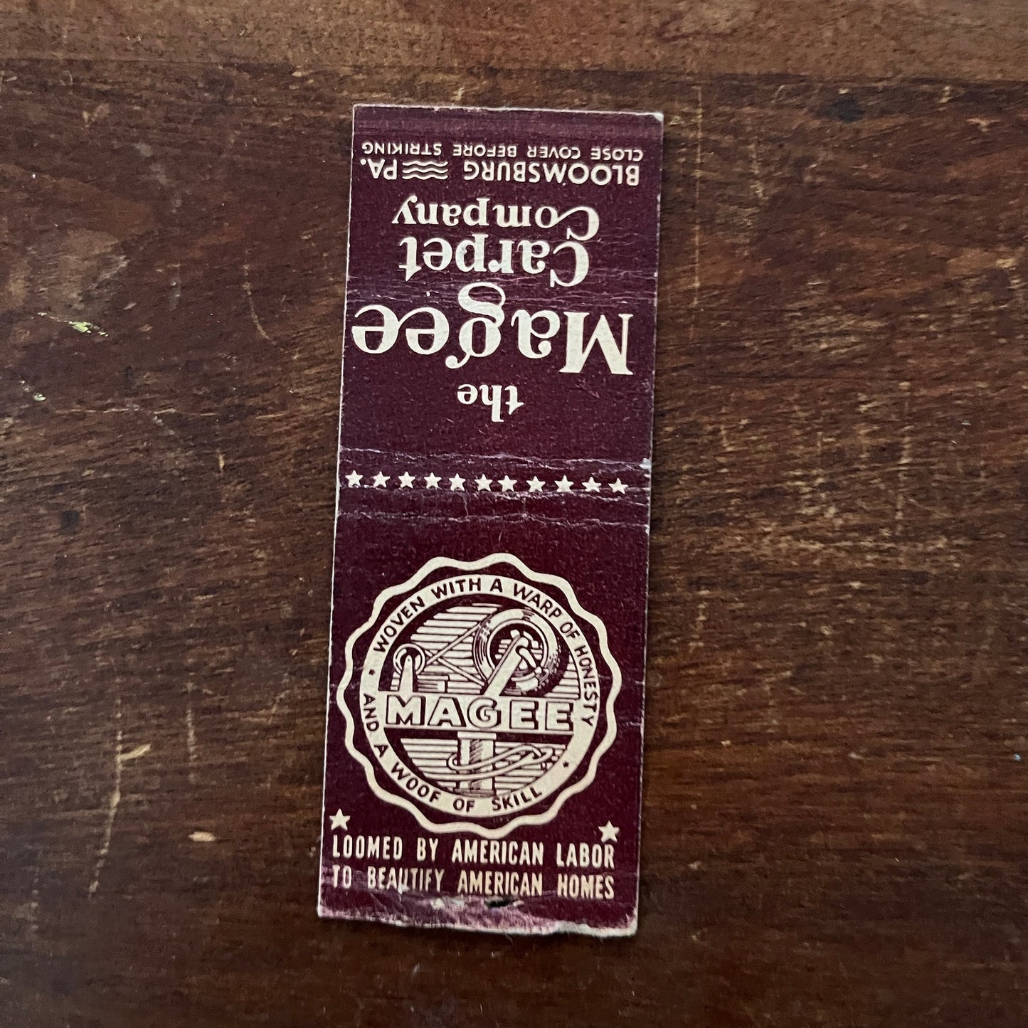 The Magee Carpet Company Bloomsburg PA Advertising Matchbook Cover MM11-6