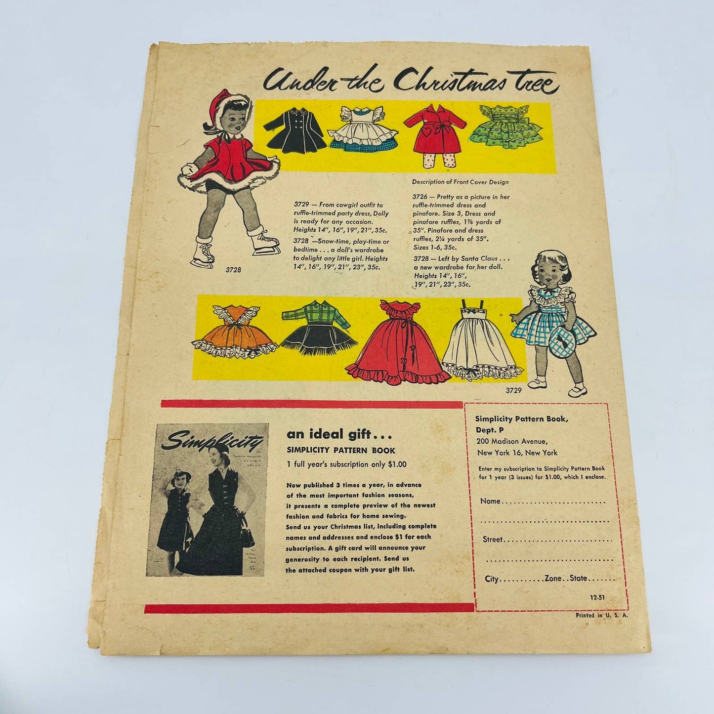 1951 Belk-Leggett Simplicity Fashion Preview Christmas Outfit Sewing Patterns C8