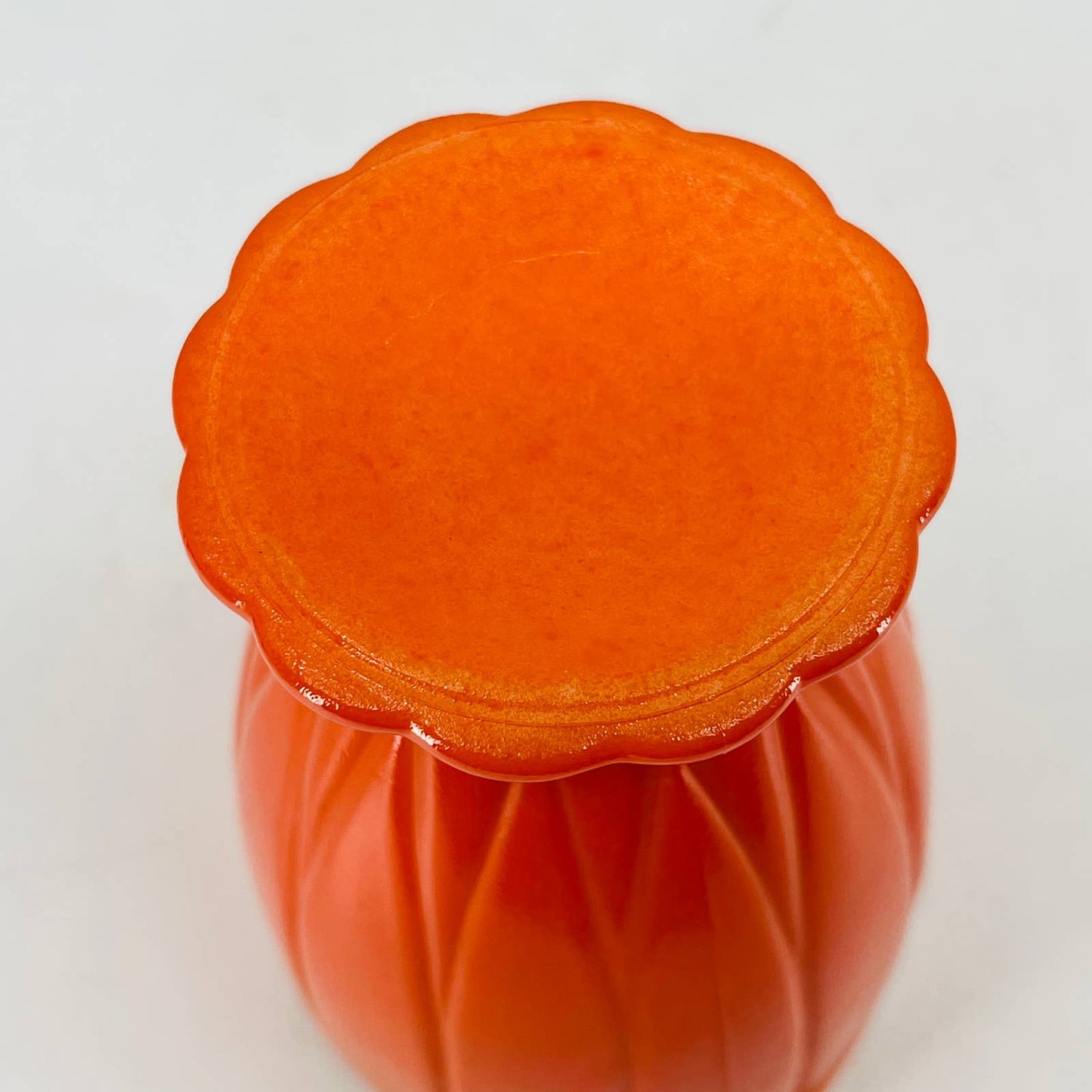 1940s Hazel Atlas Moderntone Platonite Creamer Coral Orange & White 4” TA5