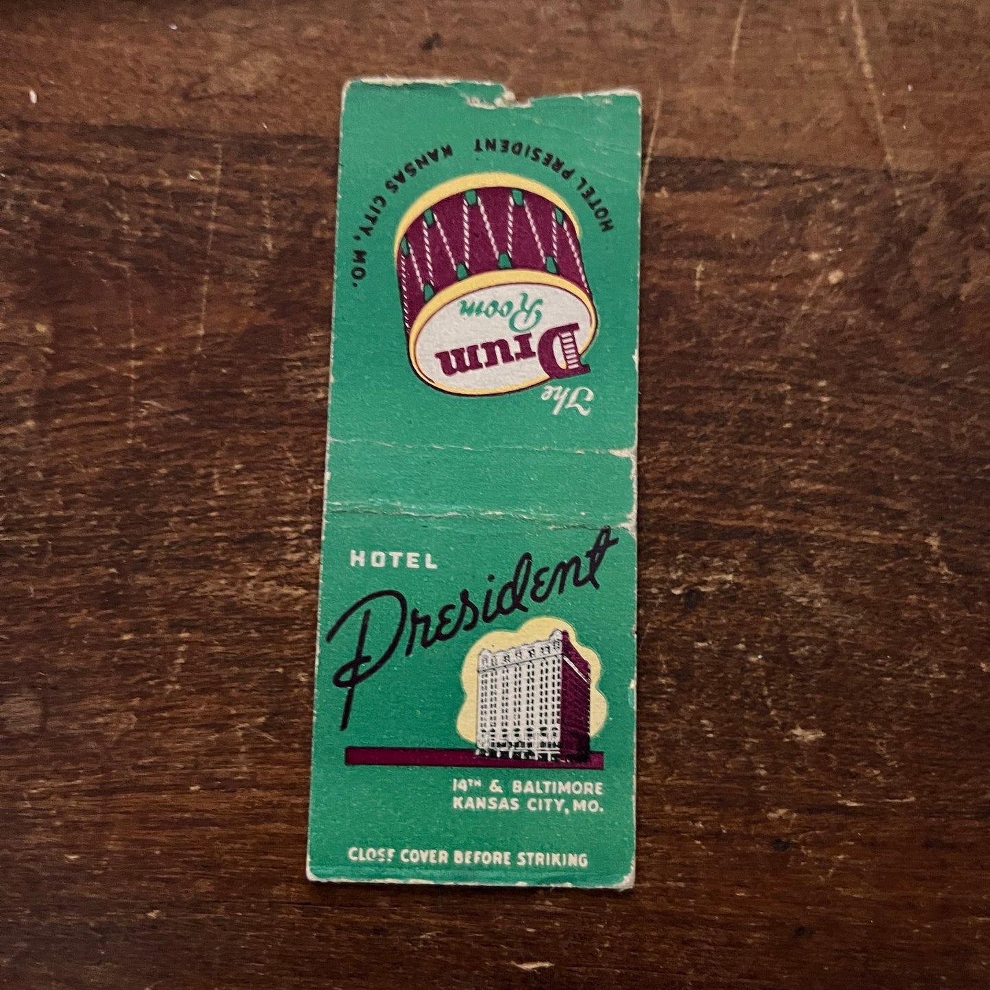 Hotel President Drum Room Kansas City MO Advertising Matchbook Cover MM11-5