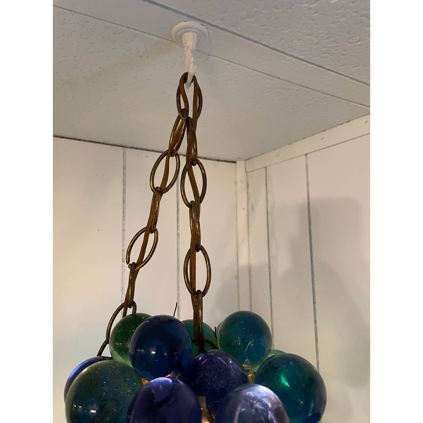 Vintage MCM Retro 60s/70s Kitsch Lucite Grape Hanging Swag Lamp WORKS