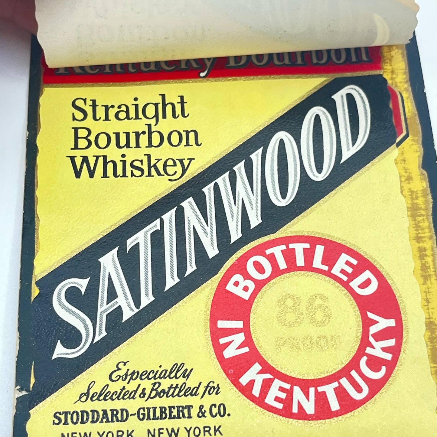 Satinwood Bourbon Whiskey Label Set of 4 Stoddard-Gilbert & Co New York NY
