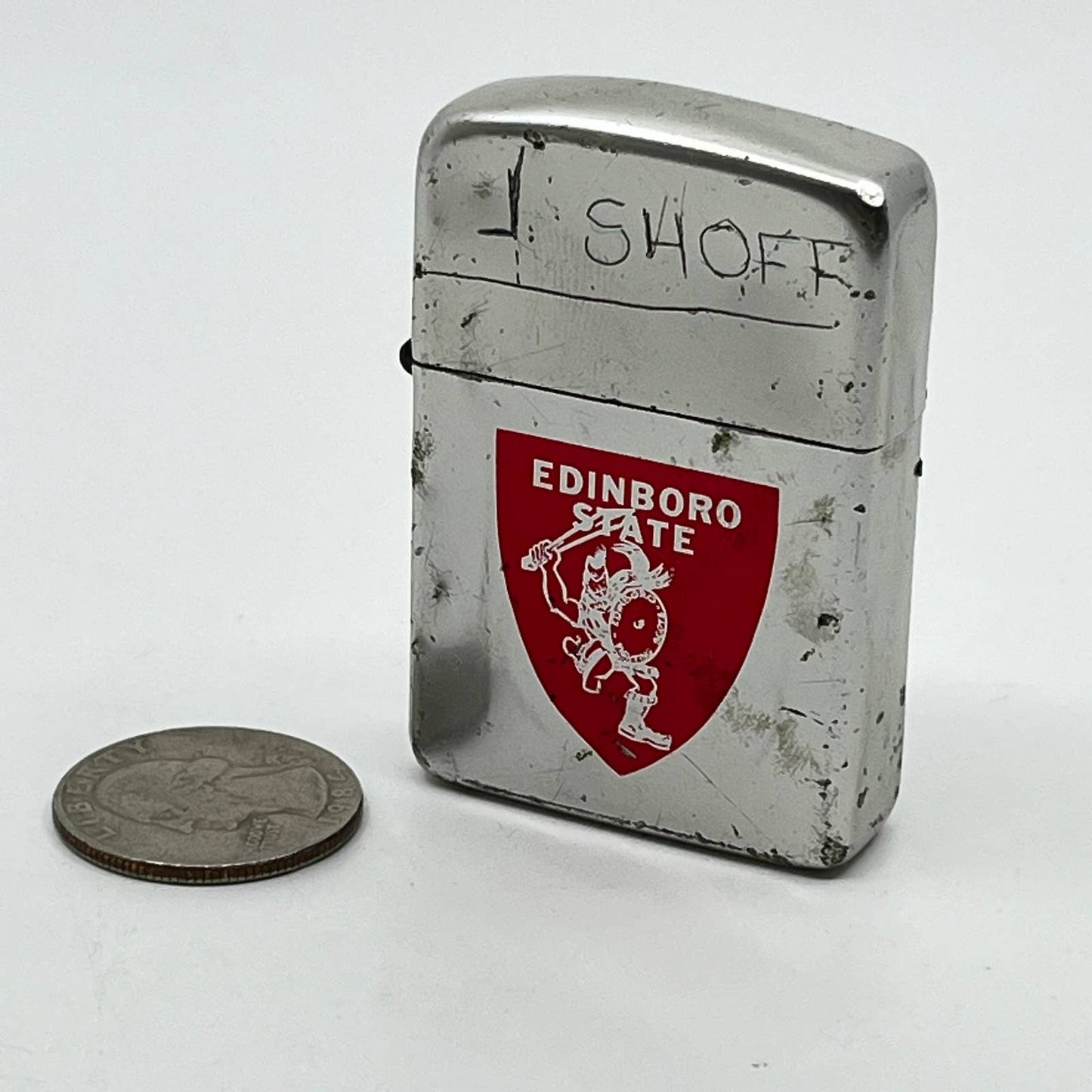 1950s Metal Zippo Lighter Edinboro State College Pennsylvania SC6