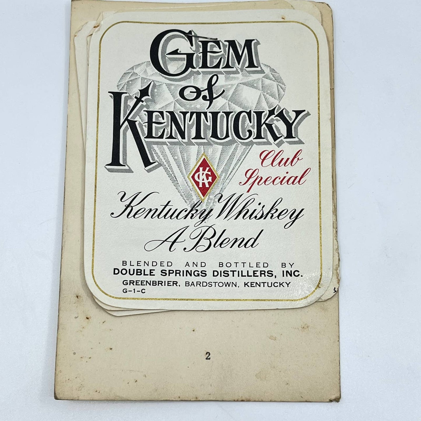 Gem of Kentucky Whiskey Label Set of 9 Double Springs Distillers Bardstown KY