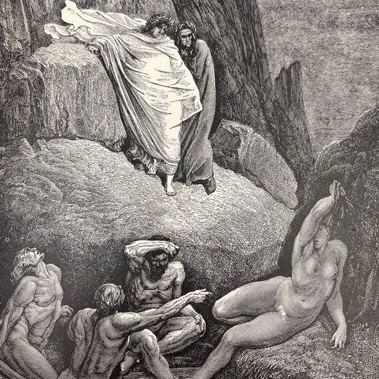Original 1880s Gustave Dore Engraving Dante The Thais Terrace FL4