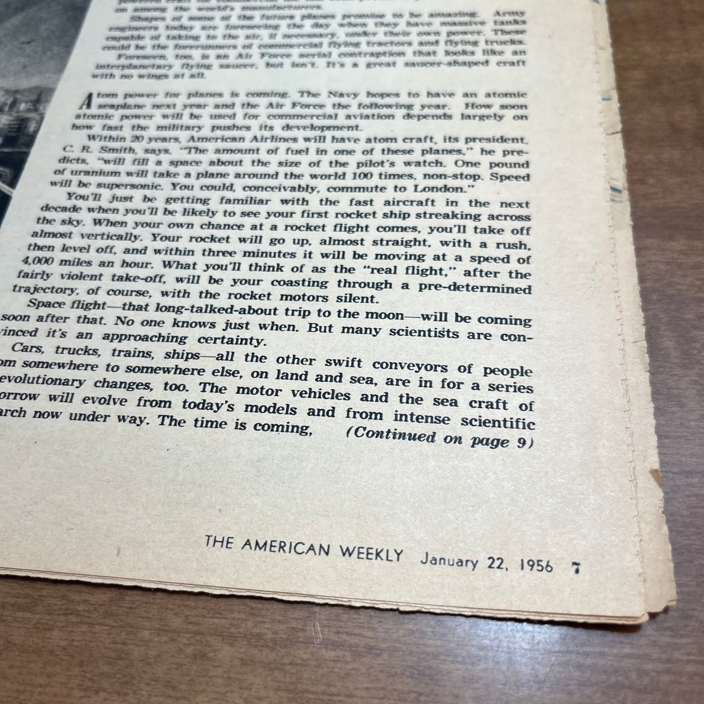 1956 Jan The American Weekly Magazine Retro Futurism Fred McNabb Flying Cars FL6-2