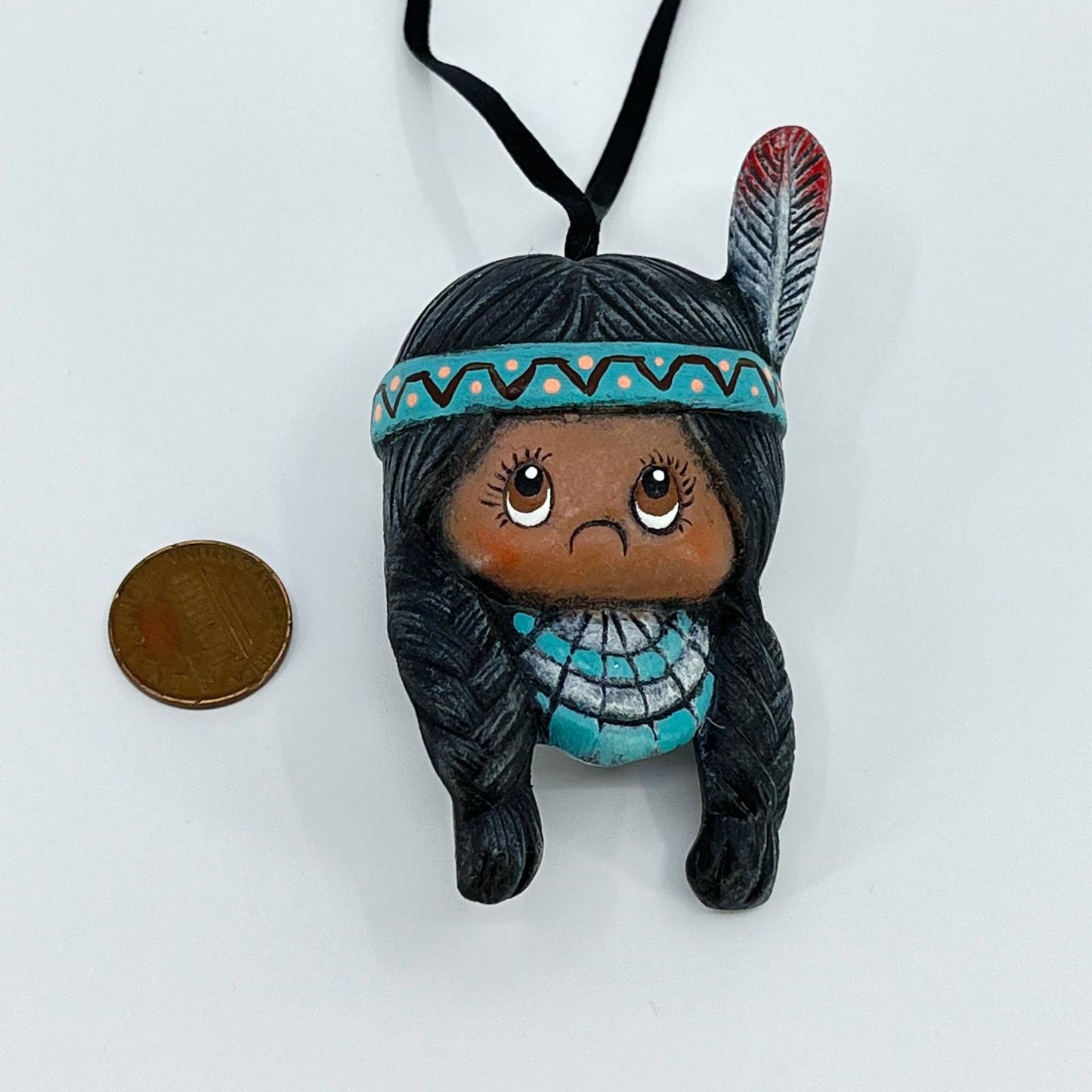 Vintage Native American Indian Girl Christmas Tree Ornament SC9