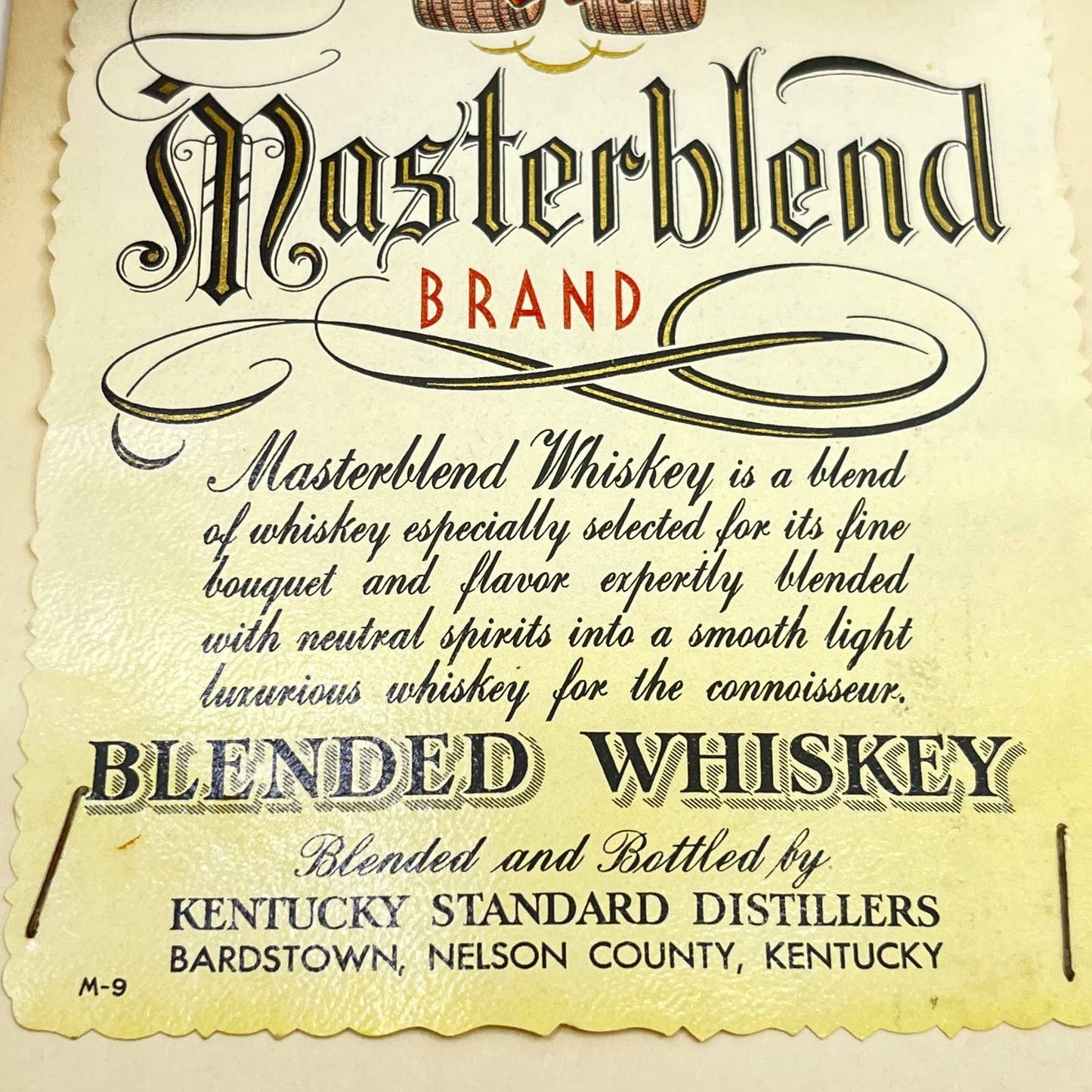 Masterblend Whiskey Label Set of 2 Kentucky Standard Distillers Bardstown