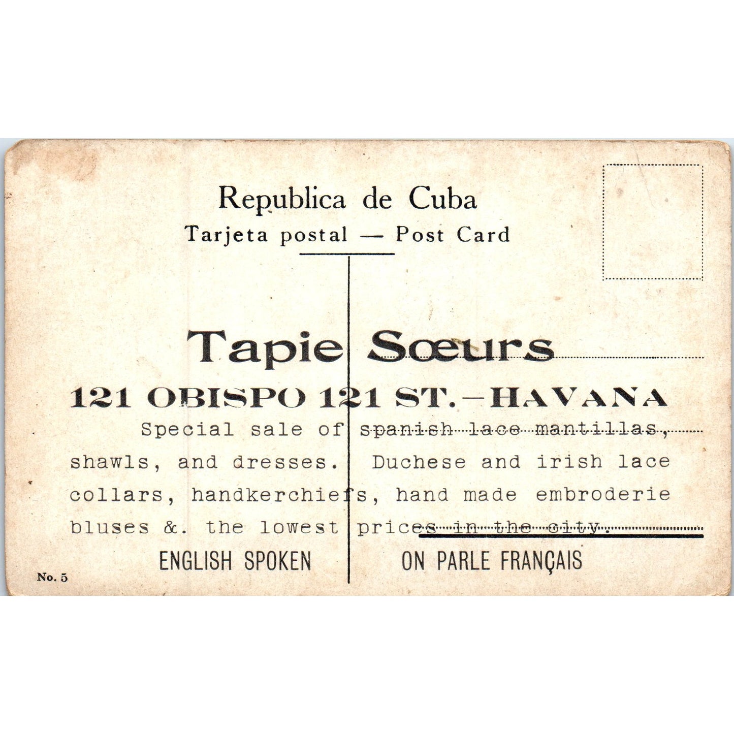 Tapie Soeurs Spanish Lace Mantillas Havana Cuba Original Postcard P3-1