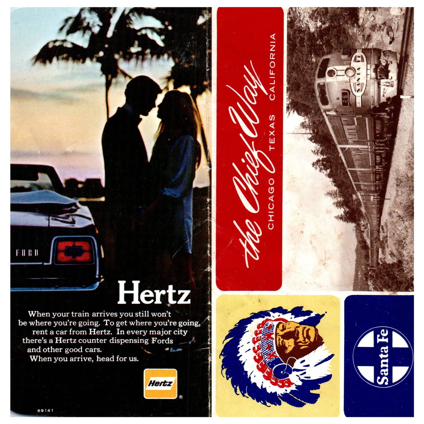 1960s Santa Fe Railway Chief Way Chicago Texas California Ticket Envelope SE4