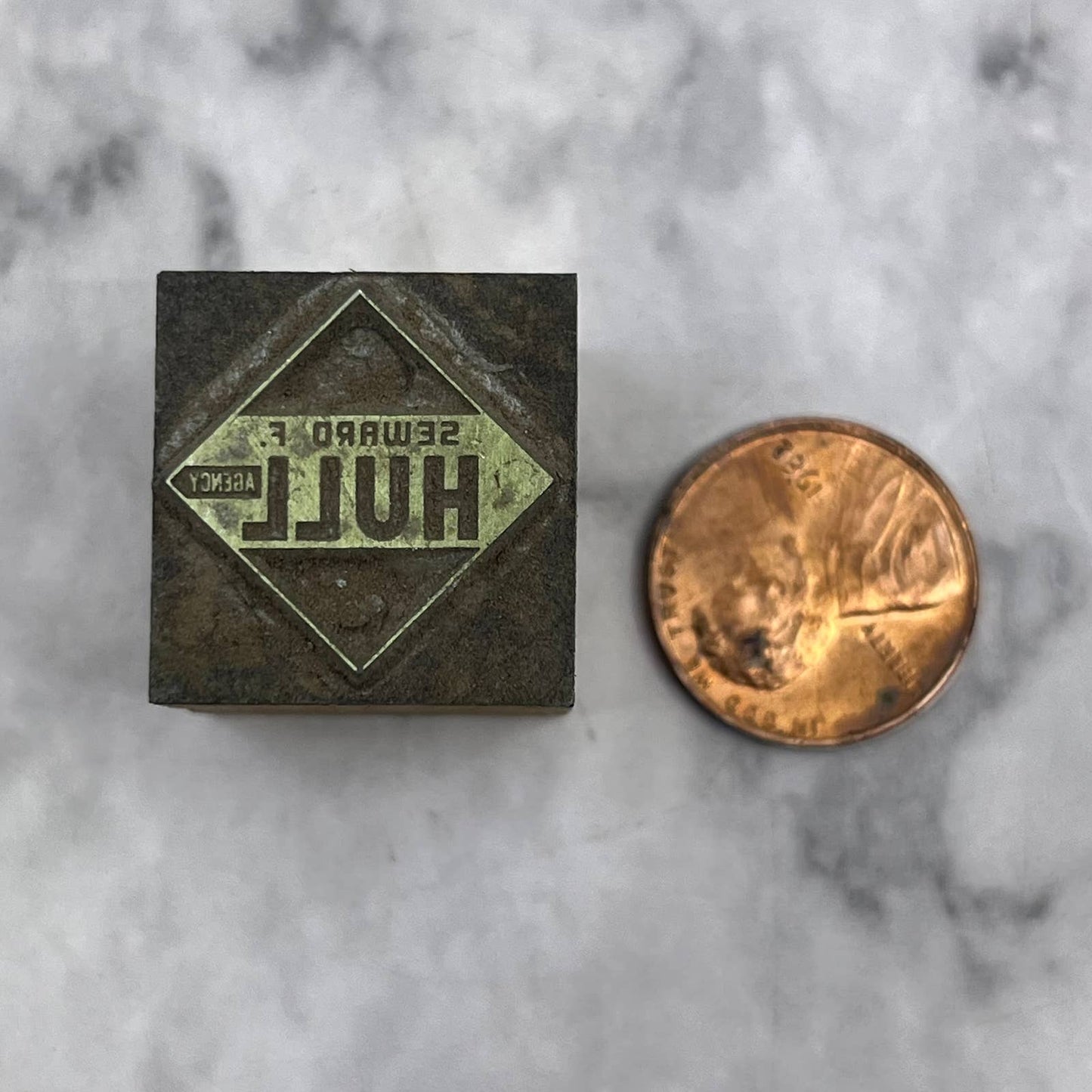 Vintage Printing Letterpress Printers Block Plate Seward F. Hull Agency TJ56