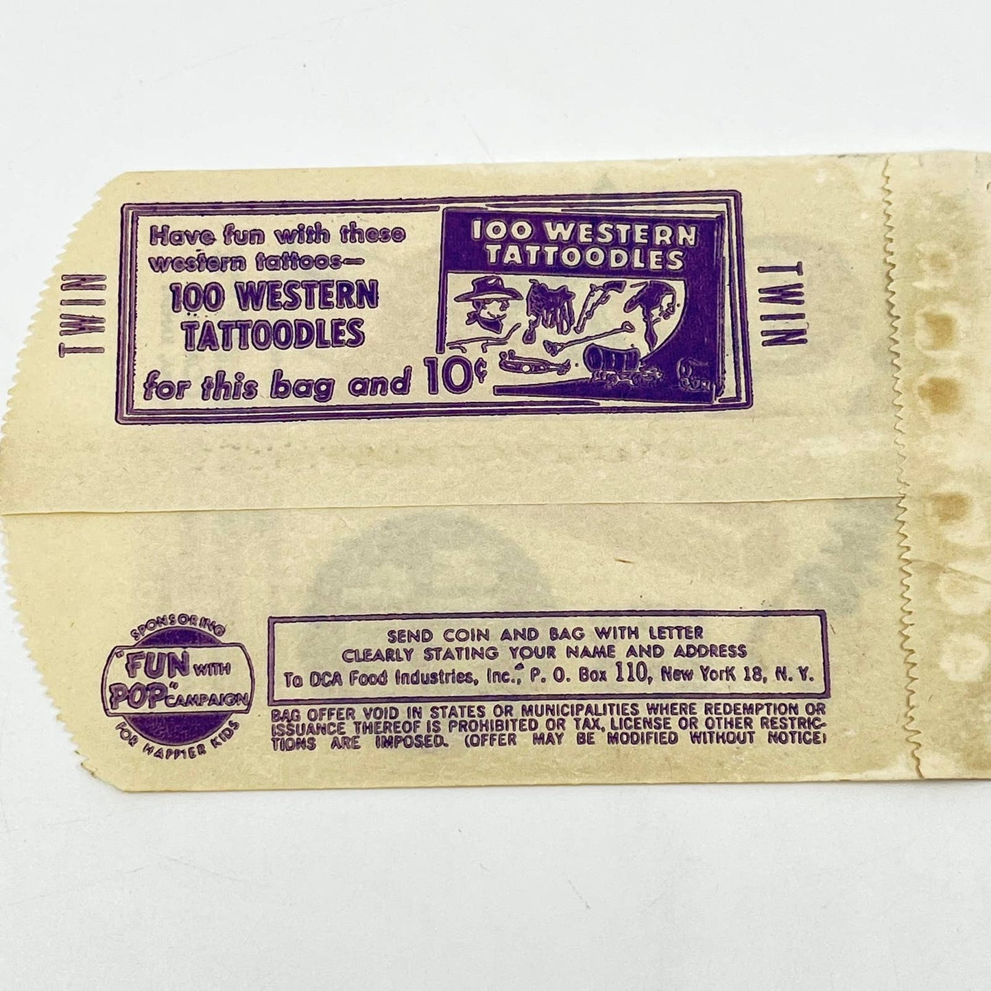 1950's Howdy Doody Twin Pop Popsicle Wrapper Jo Mar Dairies AB3