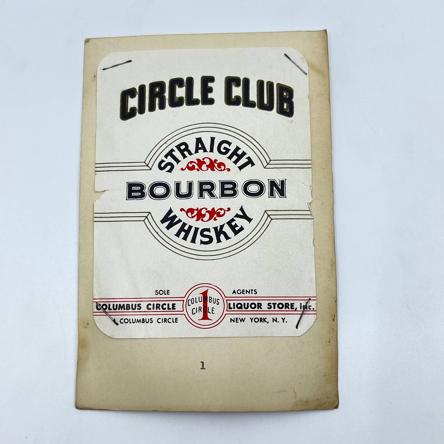 Circle Club Bourbon Whiskey Label Columbus Circle Liquor Store New York City NY