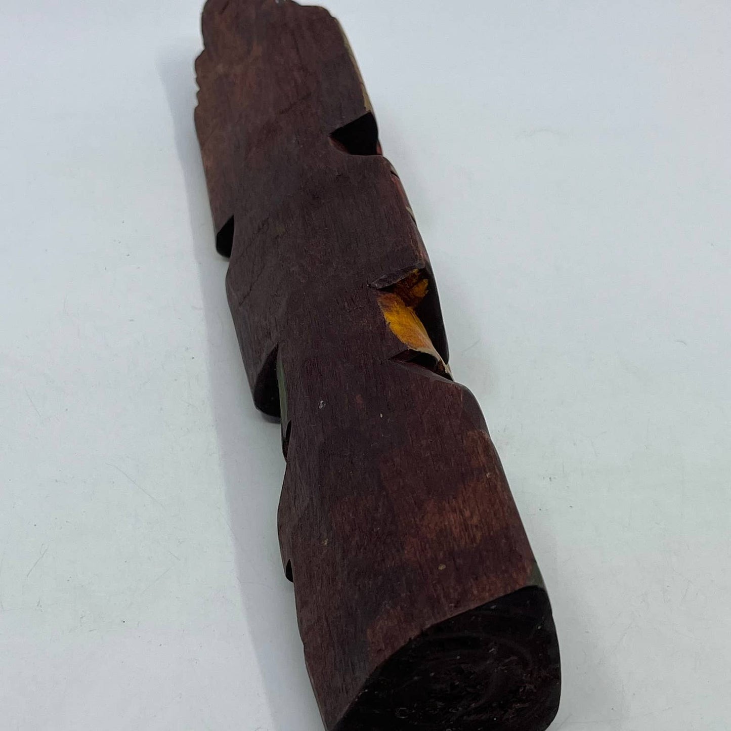 Vtg Mexican Pre Columbian Aztec Maya Priest Wood Totem Yucatan Mexico 10" TH8