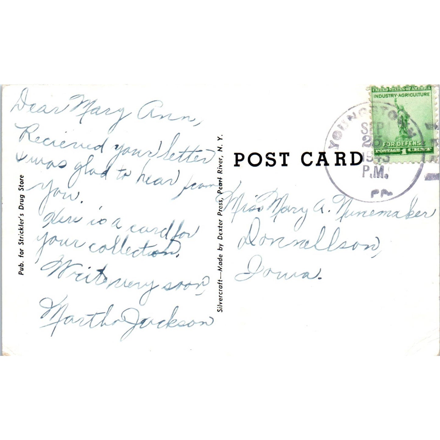 Vintage Postcard Hamilton Avenue Looking North Latrobe PA TI1-1