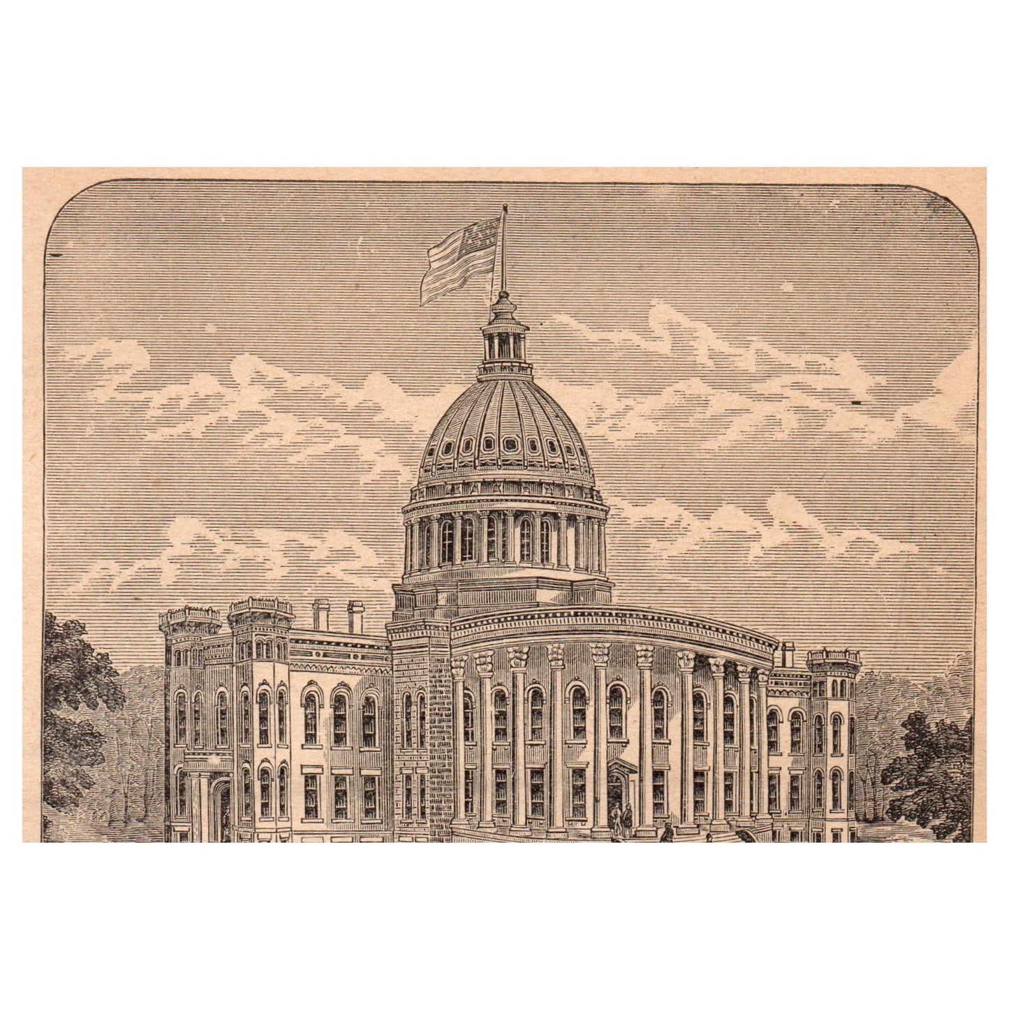Kentucky State Capitol at Frankfort 3.5x5" Original Engraving 1899 AK5-H6