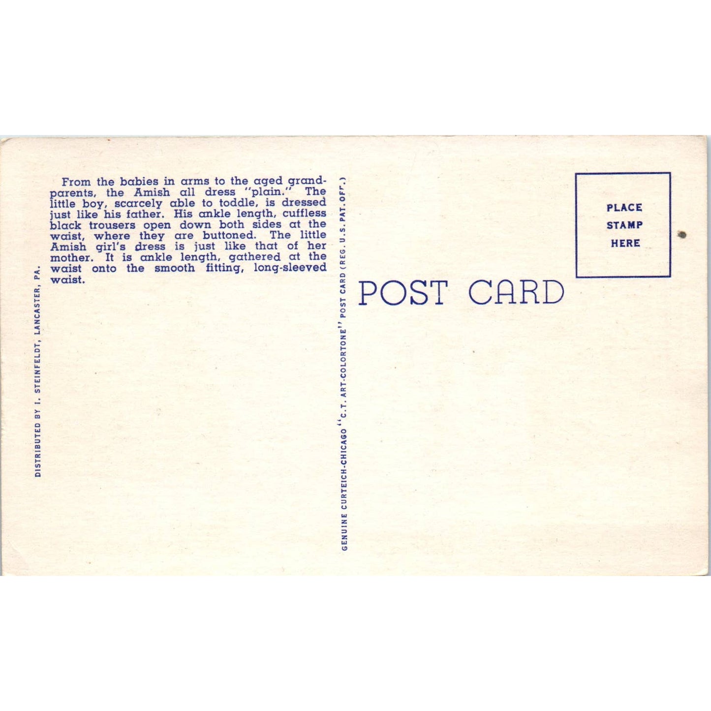 Vintage Postcard Amish Children of Lancaster County Philadelphia PA TD9-P1