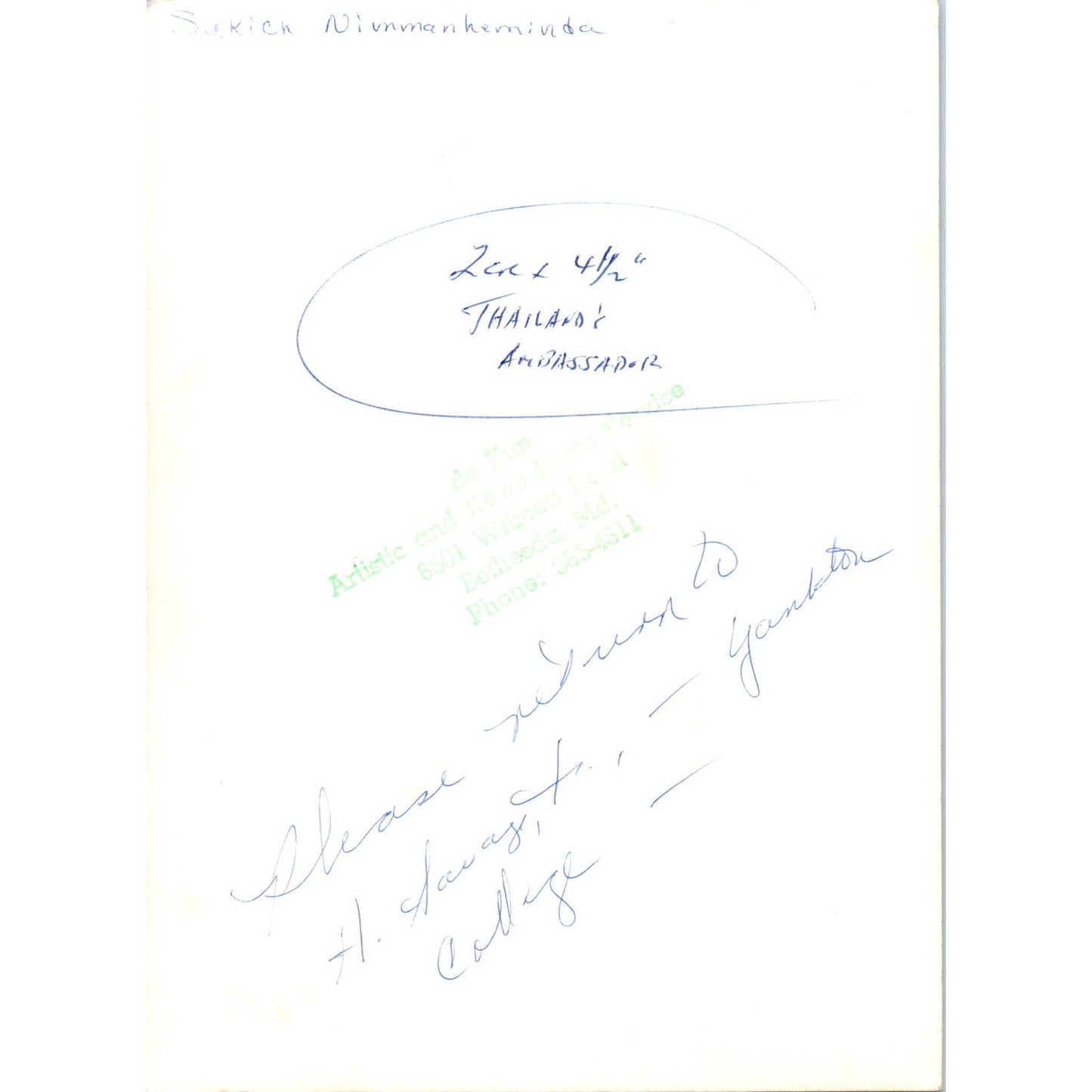 Thailand Ambassador Sukich Nimmanheminda 1960s Original Photo 5x7 TK1-P5