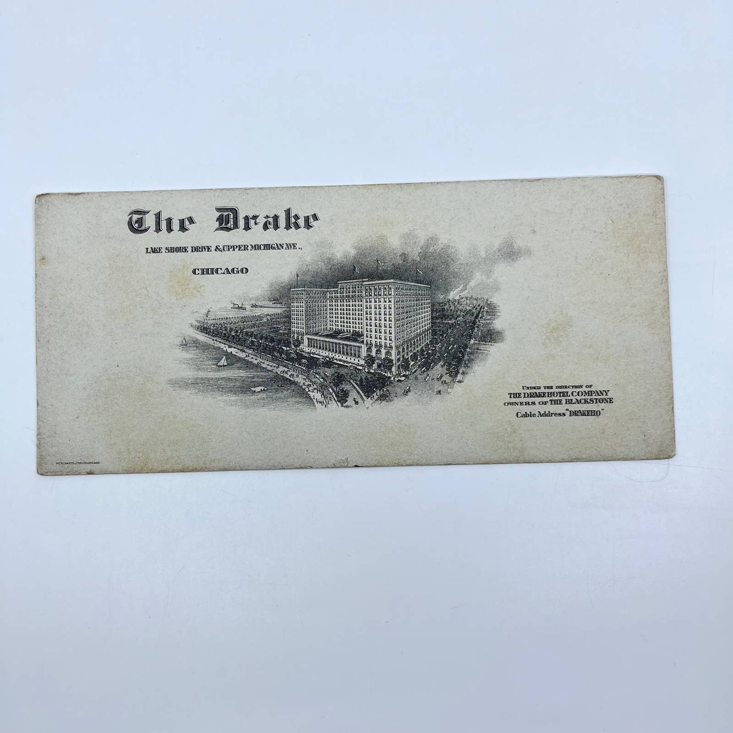Antique Blotter Card The Drake Hotel Lithograph Chicago IL SC8
