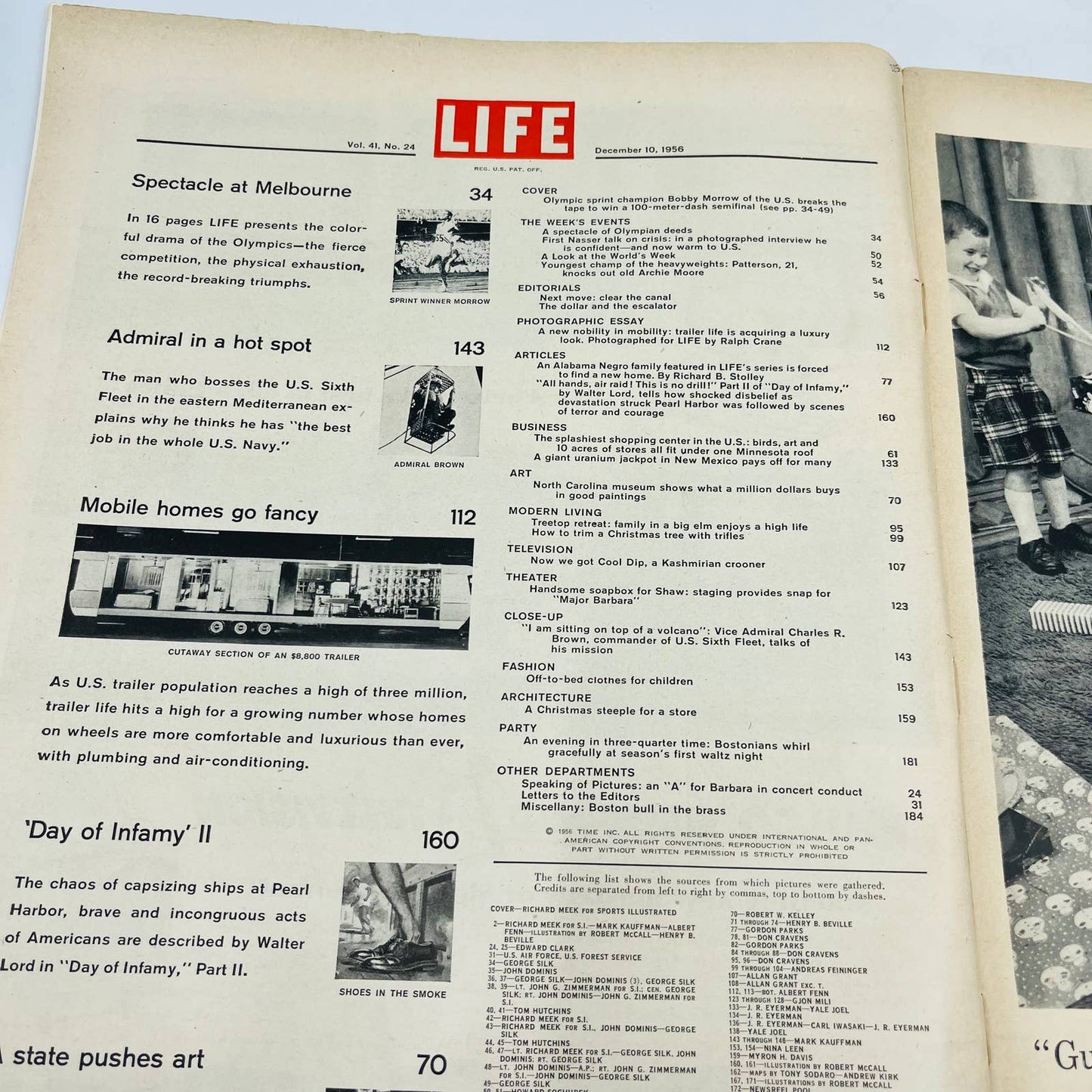 Life Magazine -December 10, 1956 Olympic games/Bobby Morrow/Pearl Harbor TA8