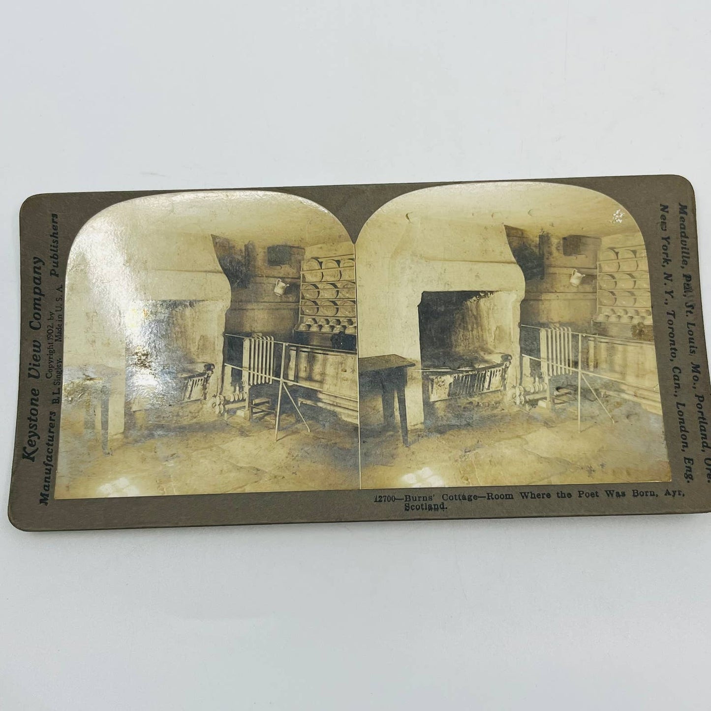 1902 Stereoview Card Poet Robert Burns Cottage Home Ayr Scotland
