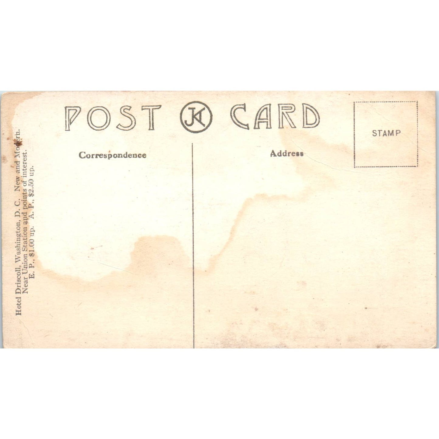 Hotel Driscoll Facing US Capitol Washington D.C. Original Postcard TK1-P2