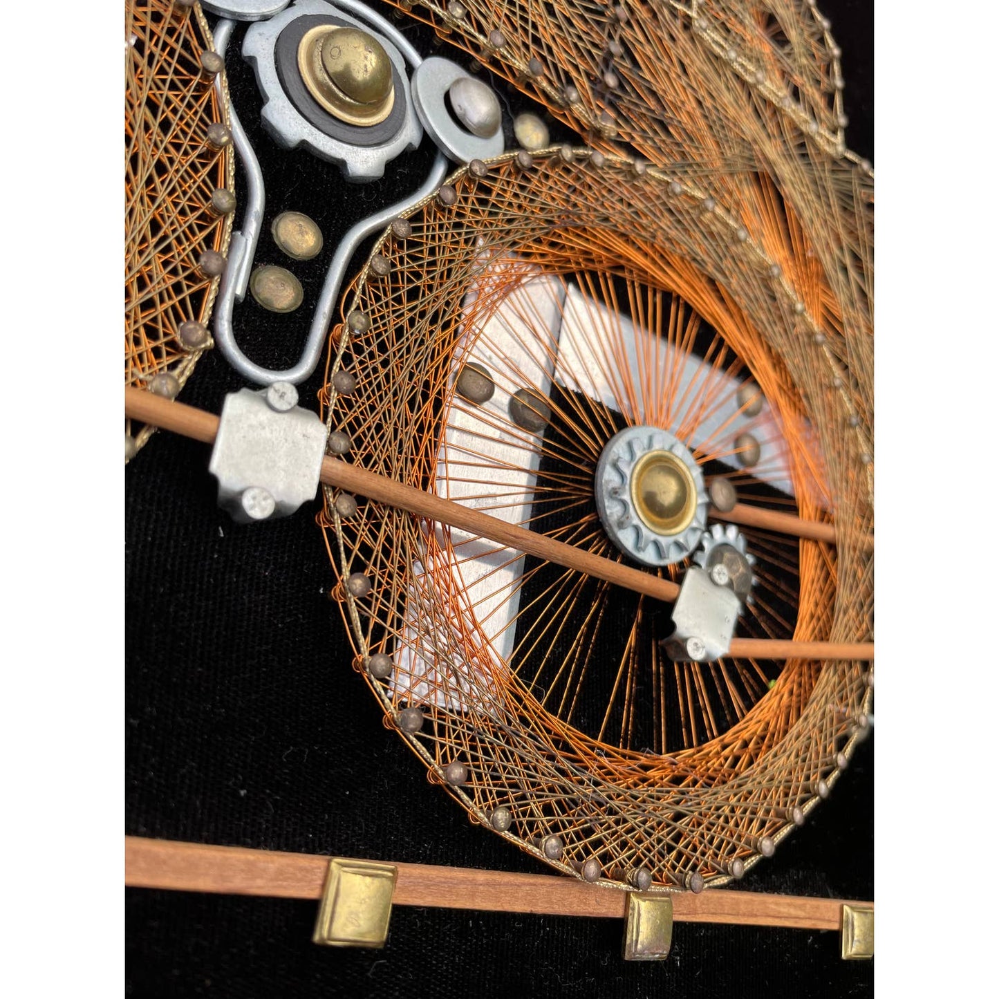 Vintage Handmade Steampunk 1970s/1980s Retro Train Locomotive Wire Wall Art