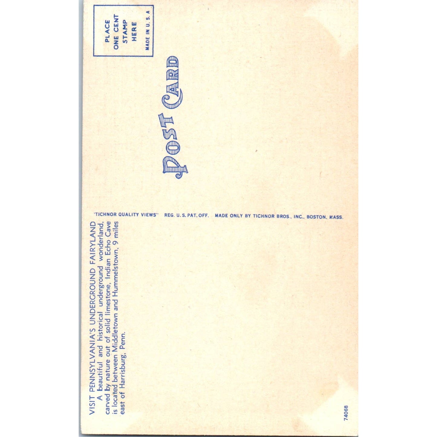 Vintage Postcard Icicle Fountain Indian Echo Cavern Hummelstown PA TD9-P1
