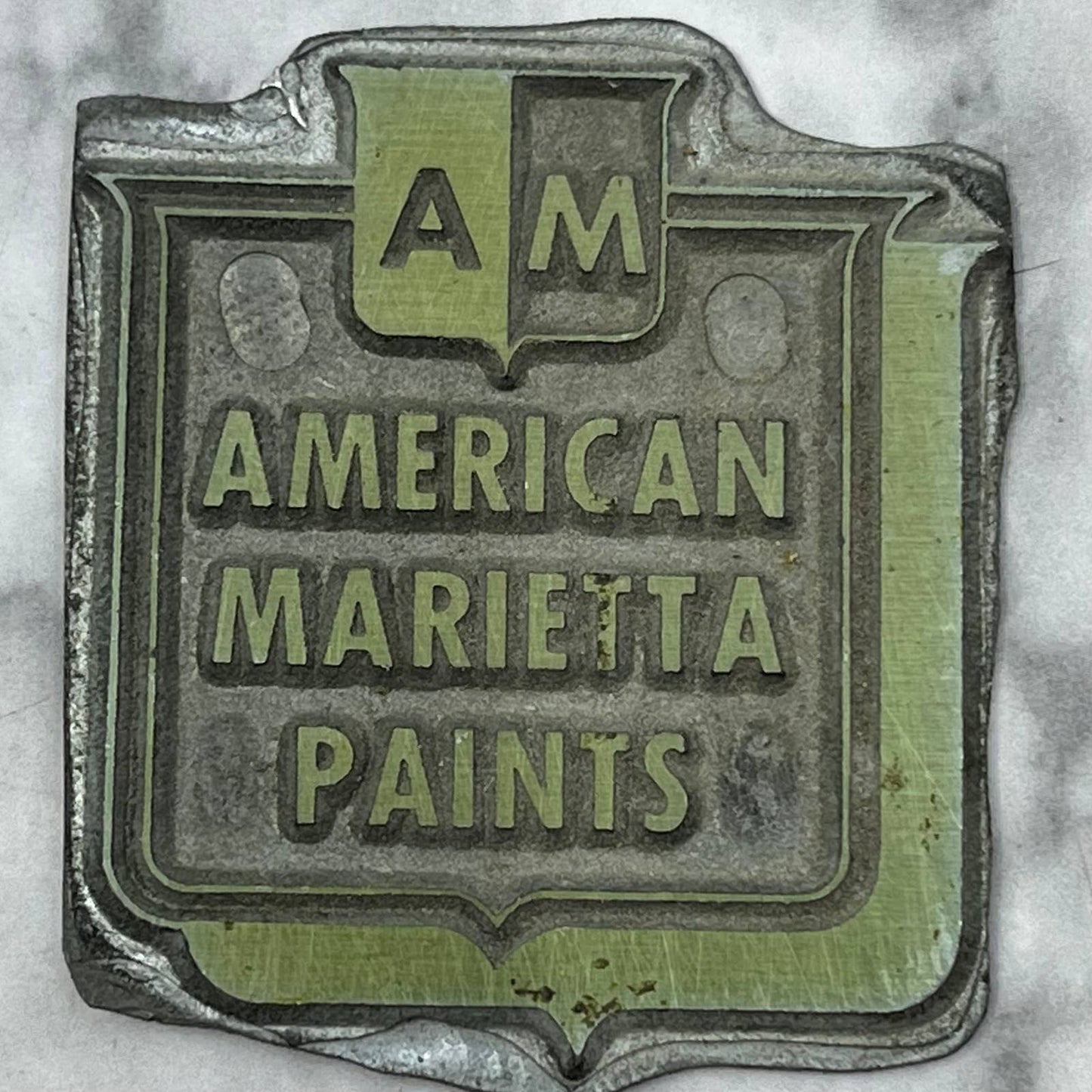 Vintage Printing Letterpress Printers Block Plate American Marietta Prints TJ515