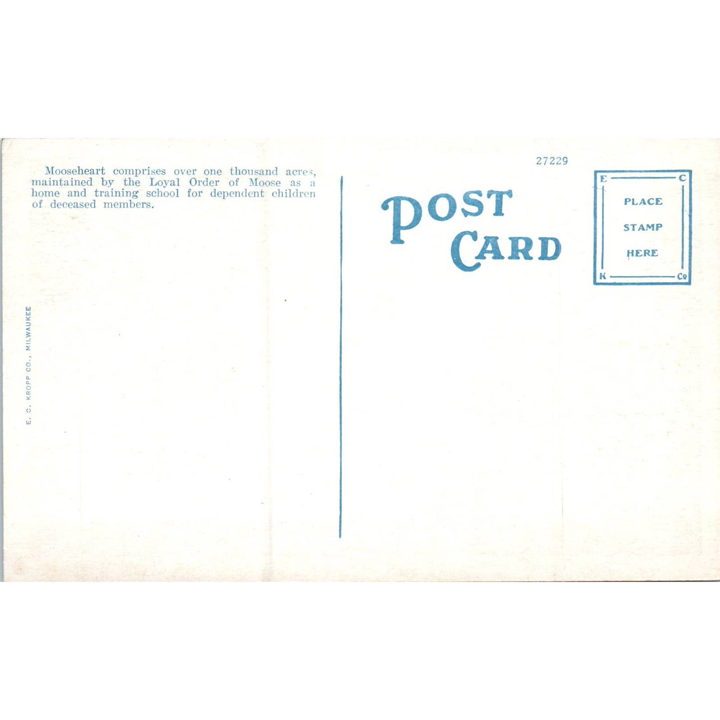 Entrance to Mooseheart Near Aurora Illinois Original Postcard TK1-P19