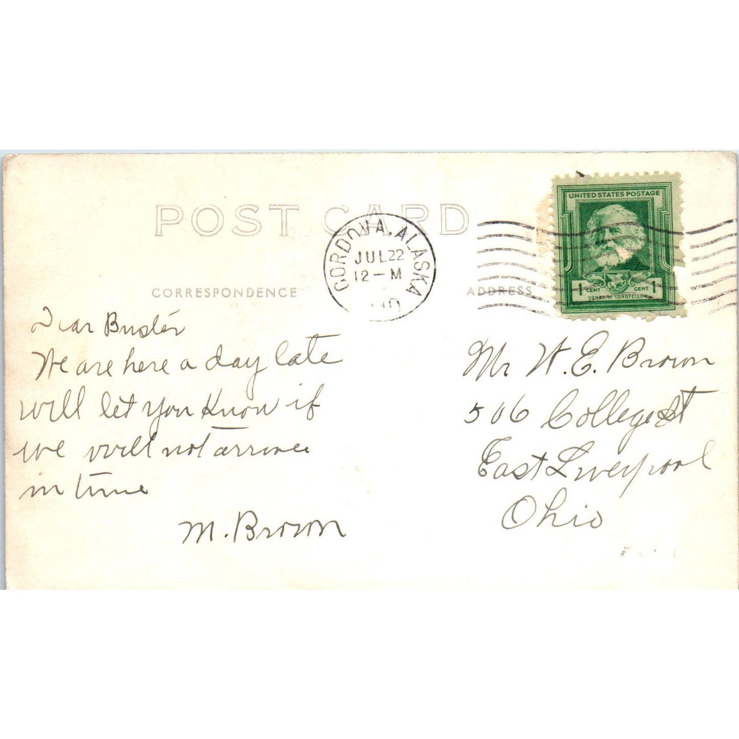 1910 RPPC Cordova Alaska Original Postcard TK1-29