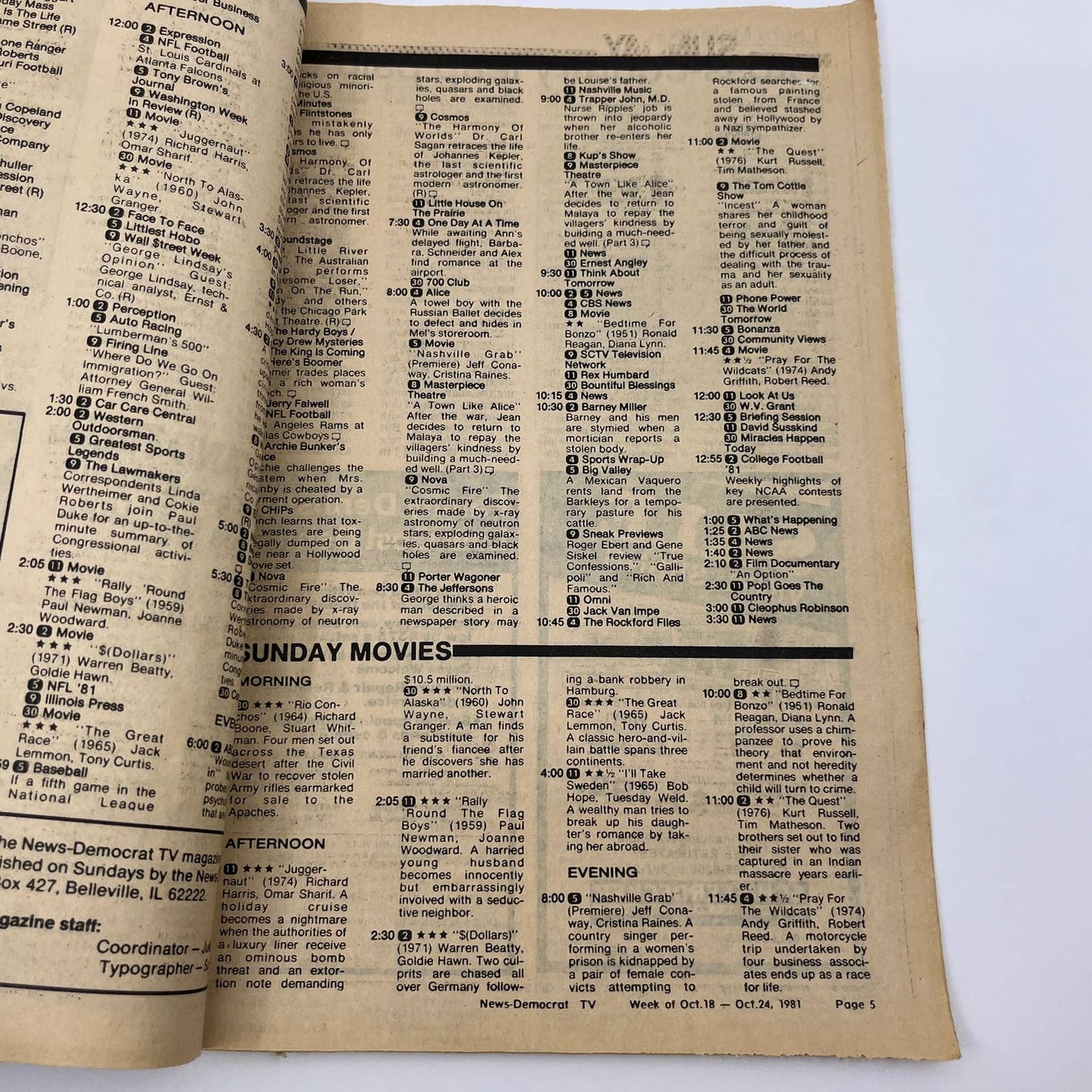 1981 Oct 18 Bellville IL News-Democrat TV List Barnard Hughes & Elaine Joyce TG6