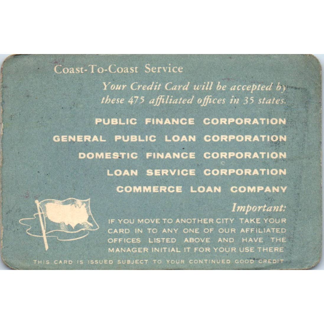 1959 Public Finance Corporation Credit Card Milwaukee Obsolete SE5-2